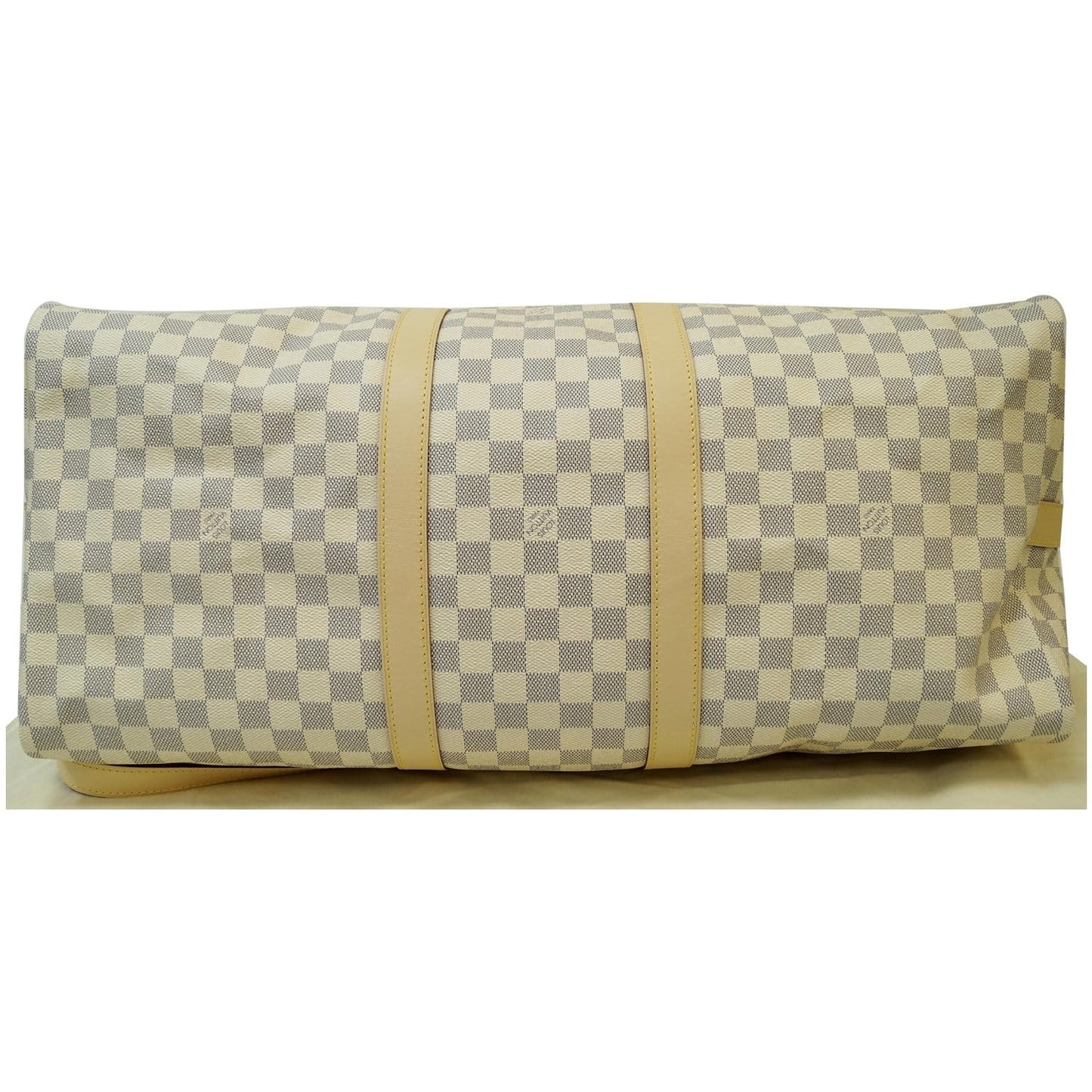 LOUIS VUITTON Keepall 55 Bandouliere Damier Azur Travel Bag White