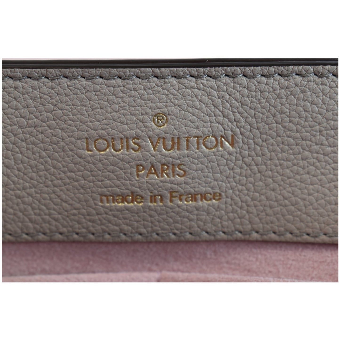 Louis Vuitton Lockme Ever MM Pebbled Leather Shoulder Bag Greige