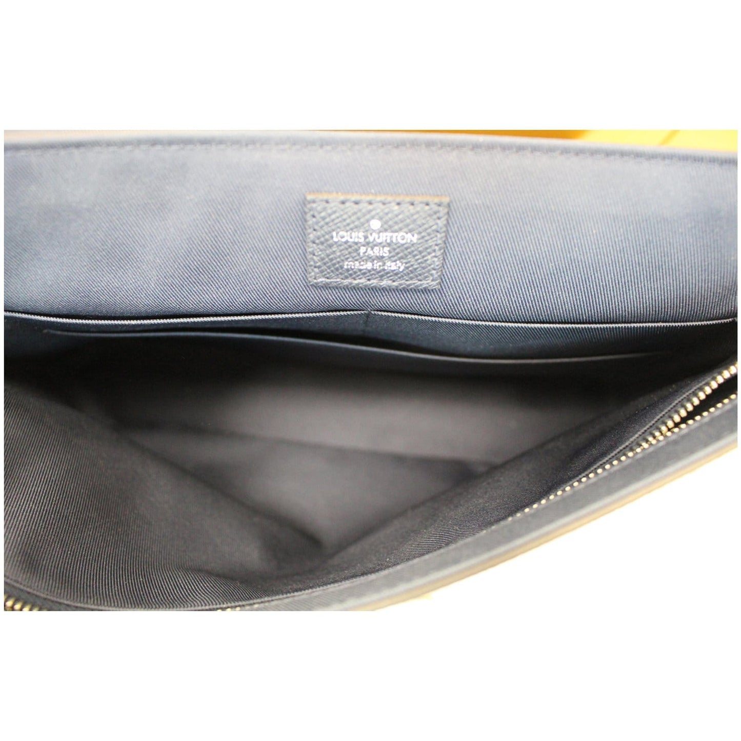 LOUIS VUITTON Roman MM Taiga Leather Messenger Bag Blue