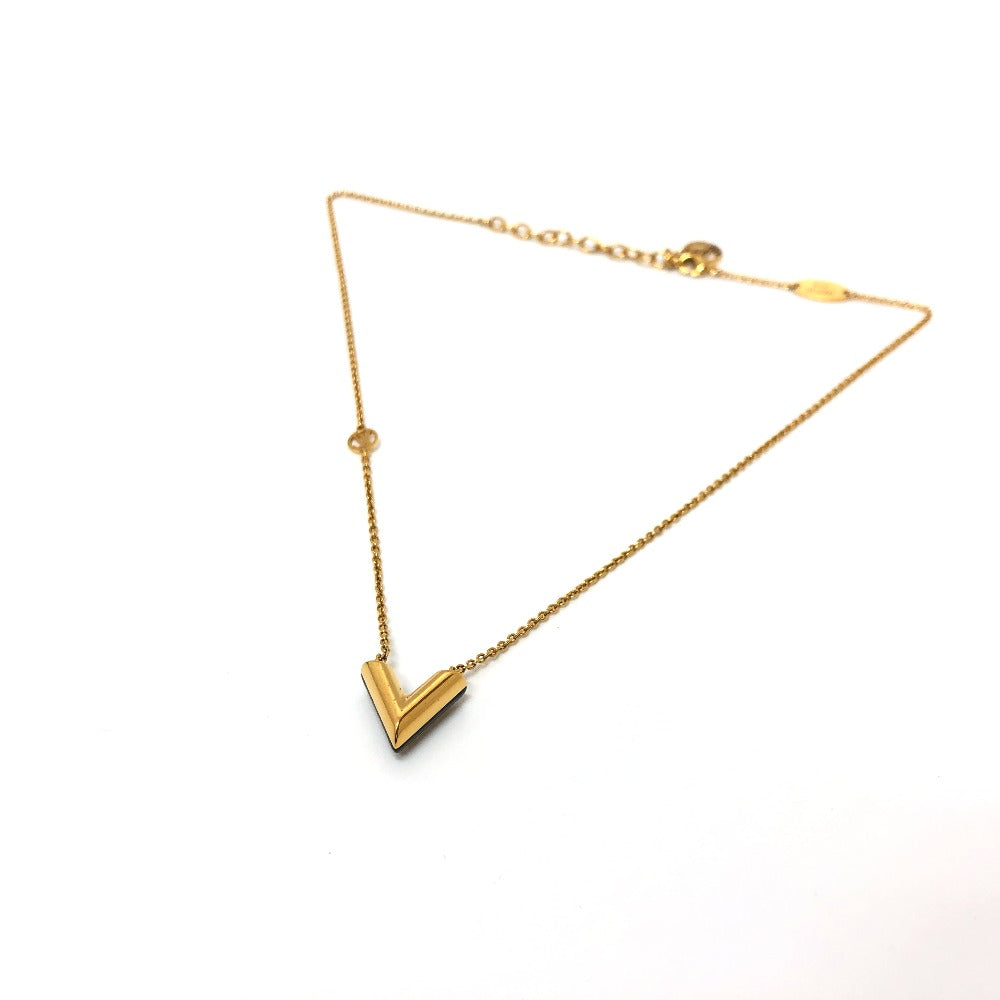 LOUIS VUITTON Necklace M63181 metal Gold x Black LV circle Essential V