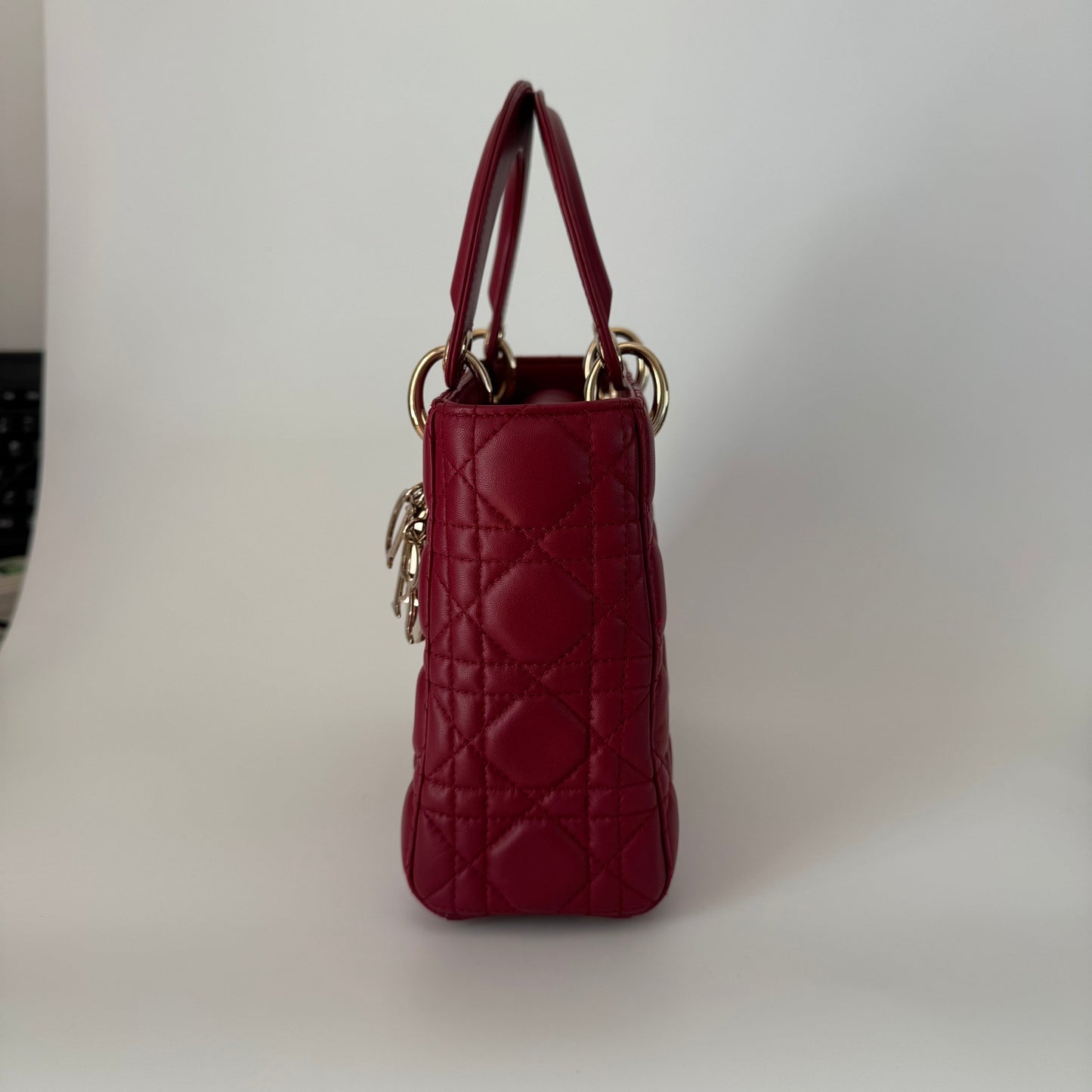Lady Dior Small My Abcdior Burgundy Lambskin Cannage Leather Gold Hardware 2017