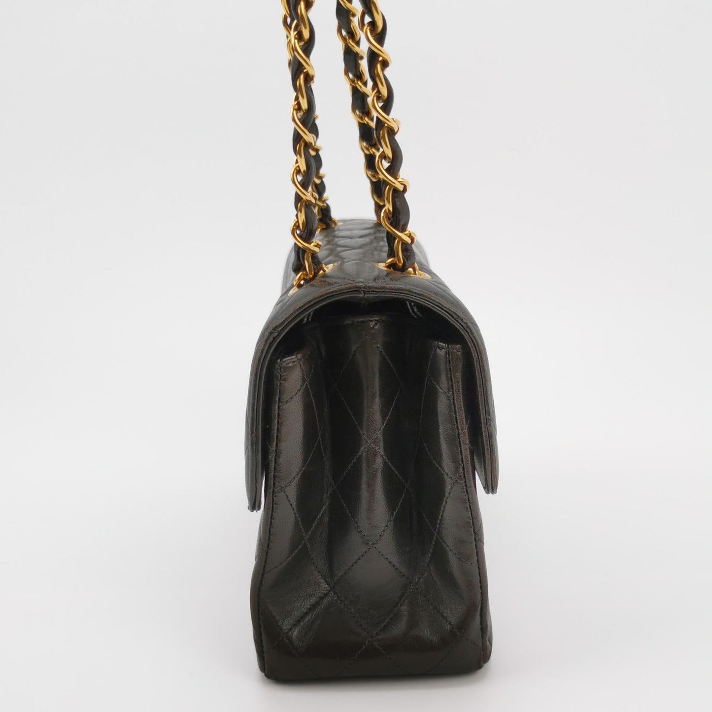 Chanel Double Sided Small Classic Flap Black Lambskin Leather 24k Gold Hardware, 1996-1997
