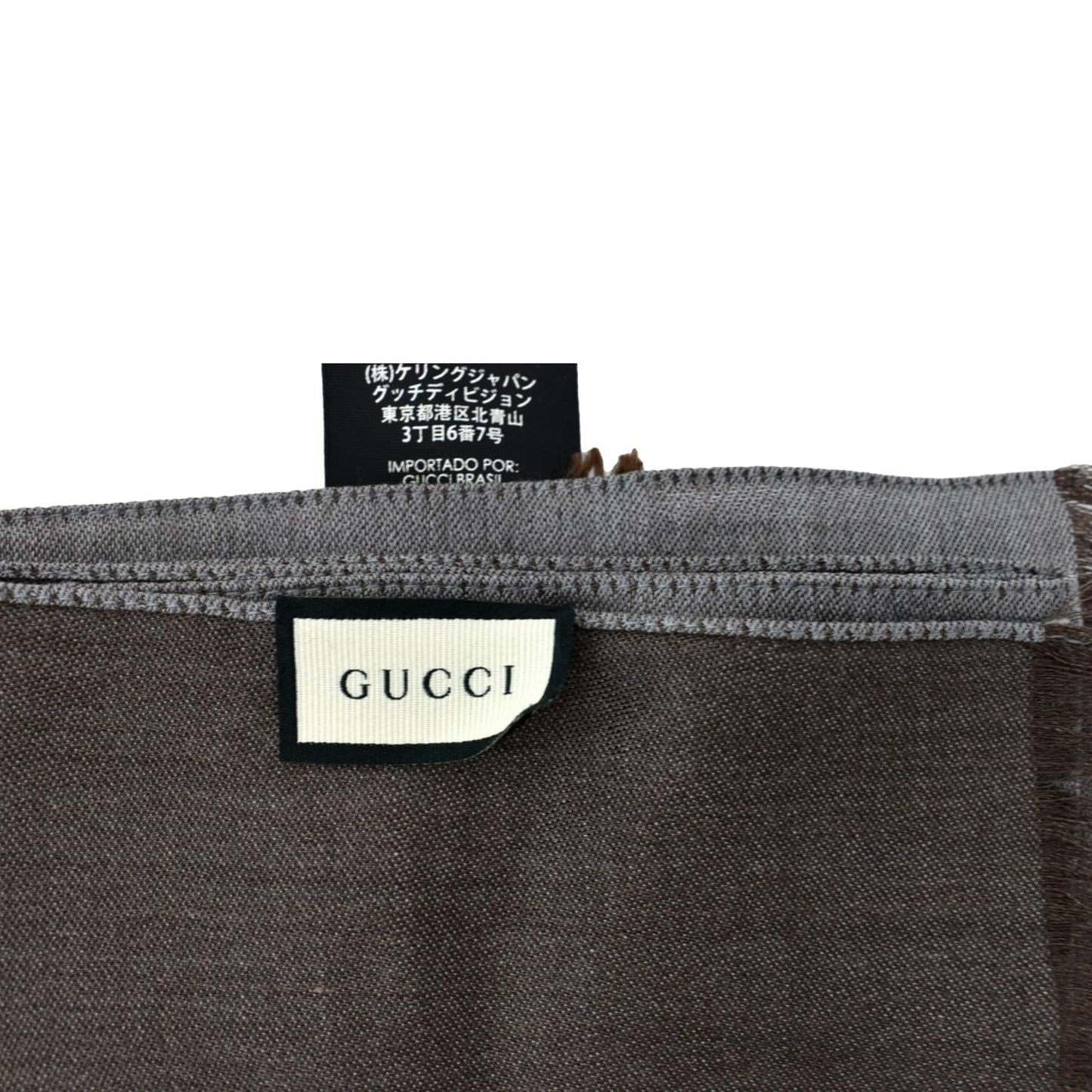 GUCCI Light Grey Wool Silk Scarf