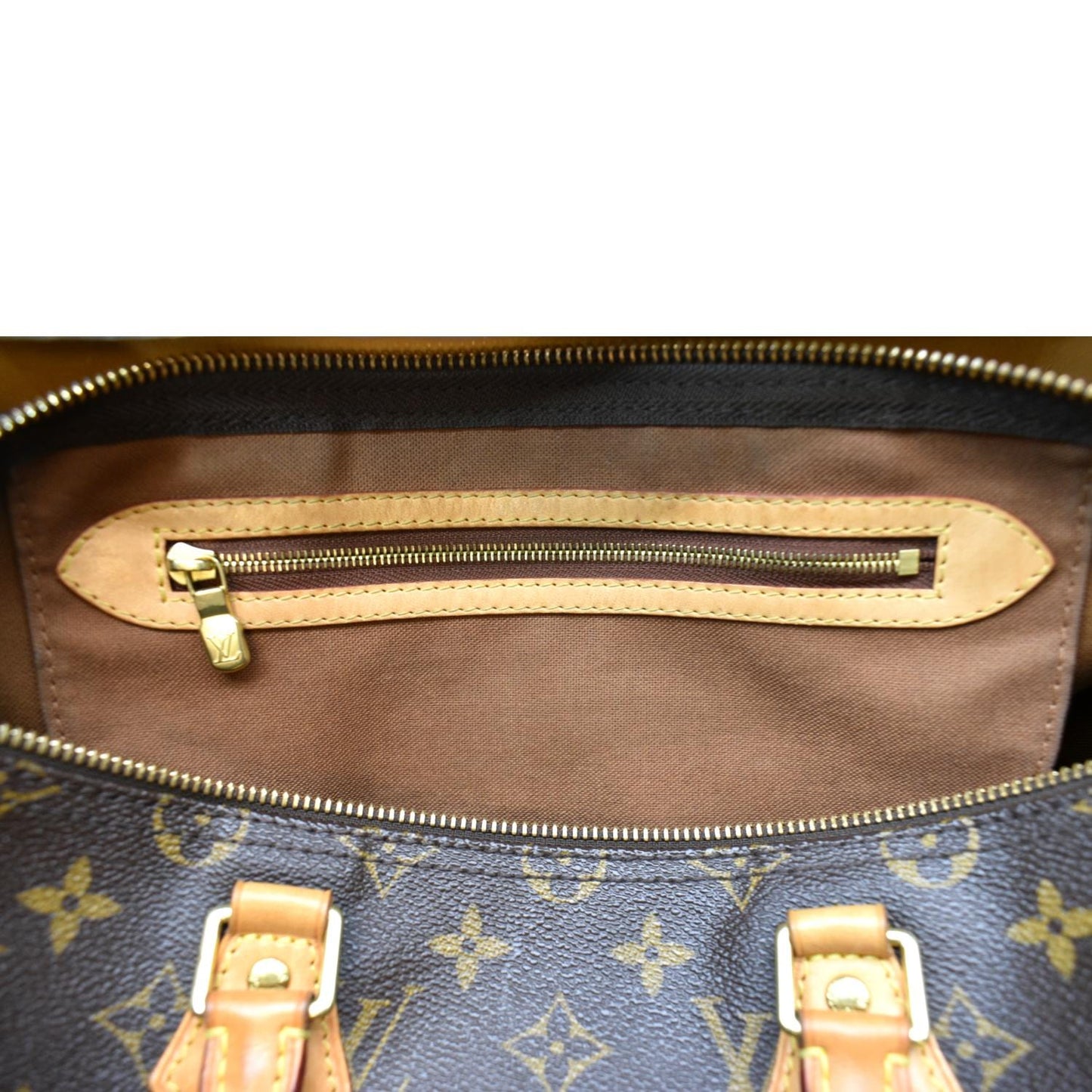 LOUIS VUITTON Speedy 35 Monogram Canvas Satchel Bag Brown