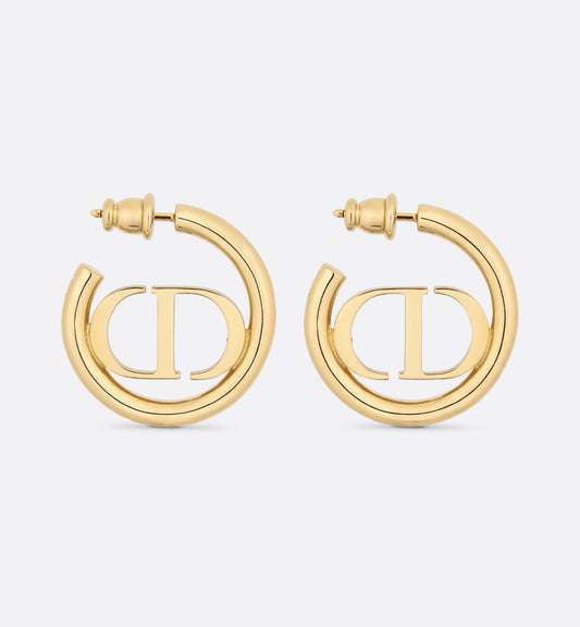 CHRISTIAN DIOR 30 MONTAIGNE AGED GOLD HOOP EARRINGS