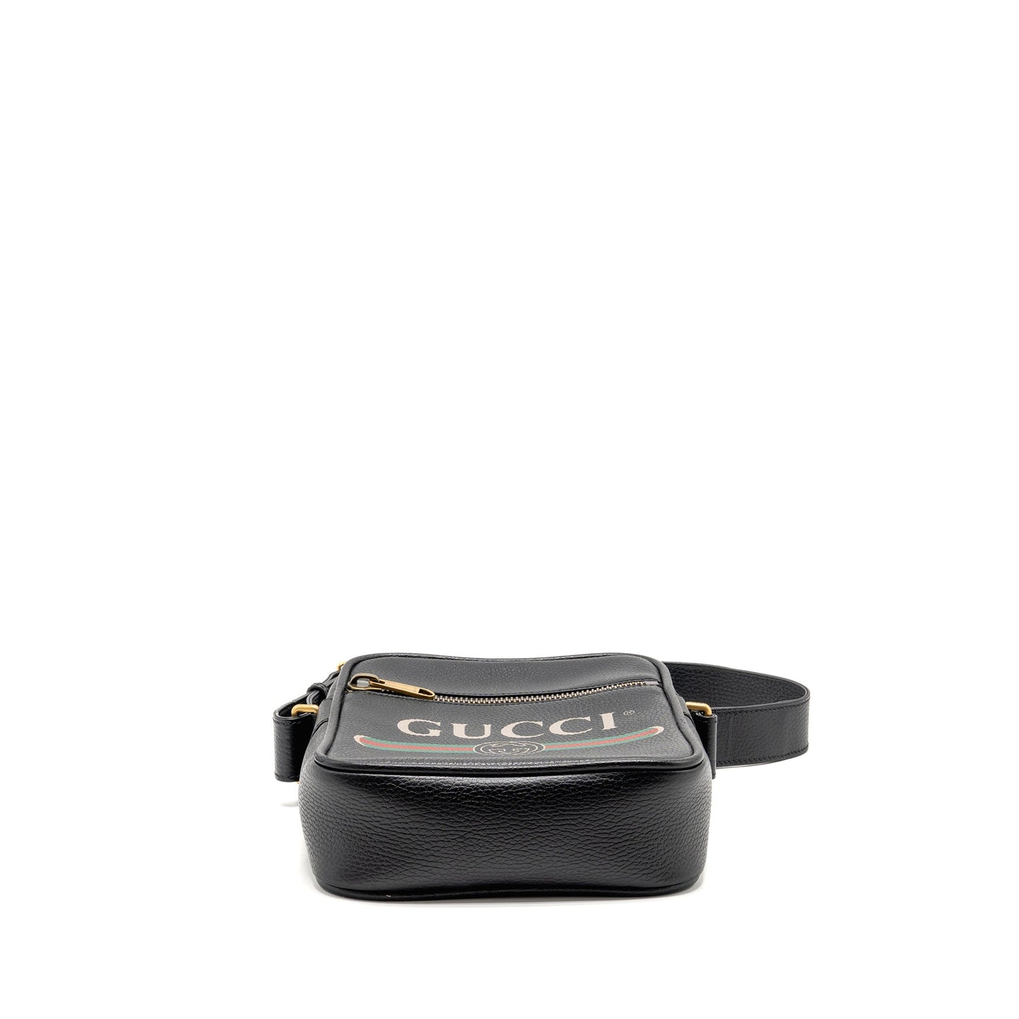 Gucci Logo Printed Messenger Crossbody Purse Calfskin Black/Multicolour