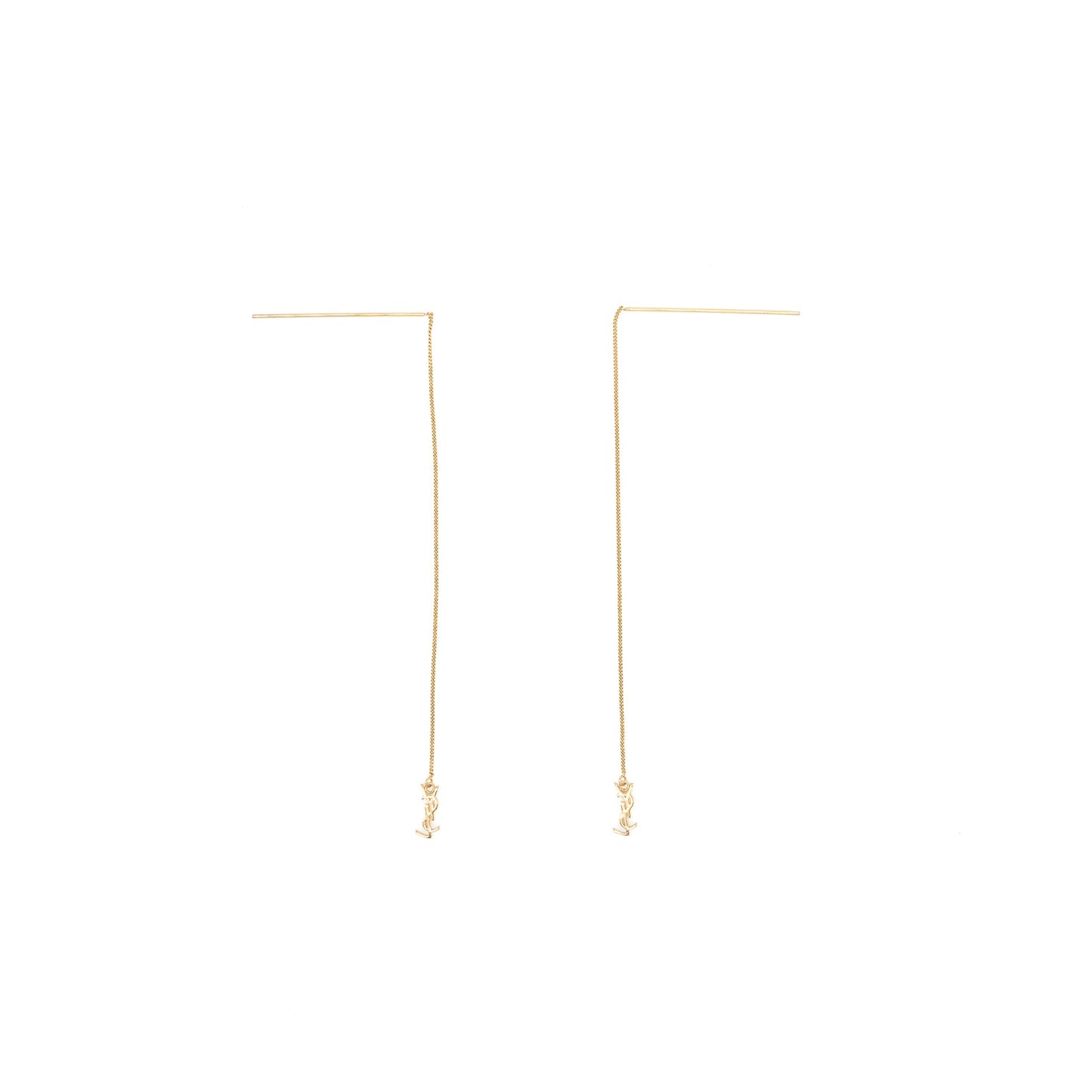 Saint Laurent/ Logo Dropped Earrings Gold Tone