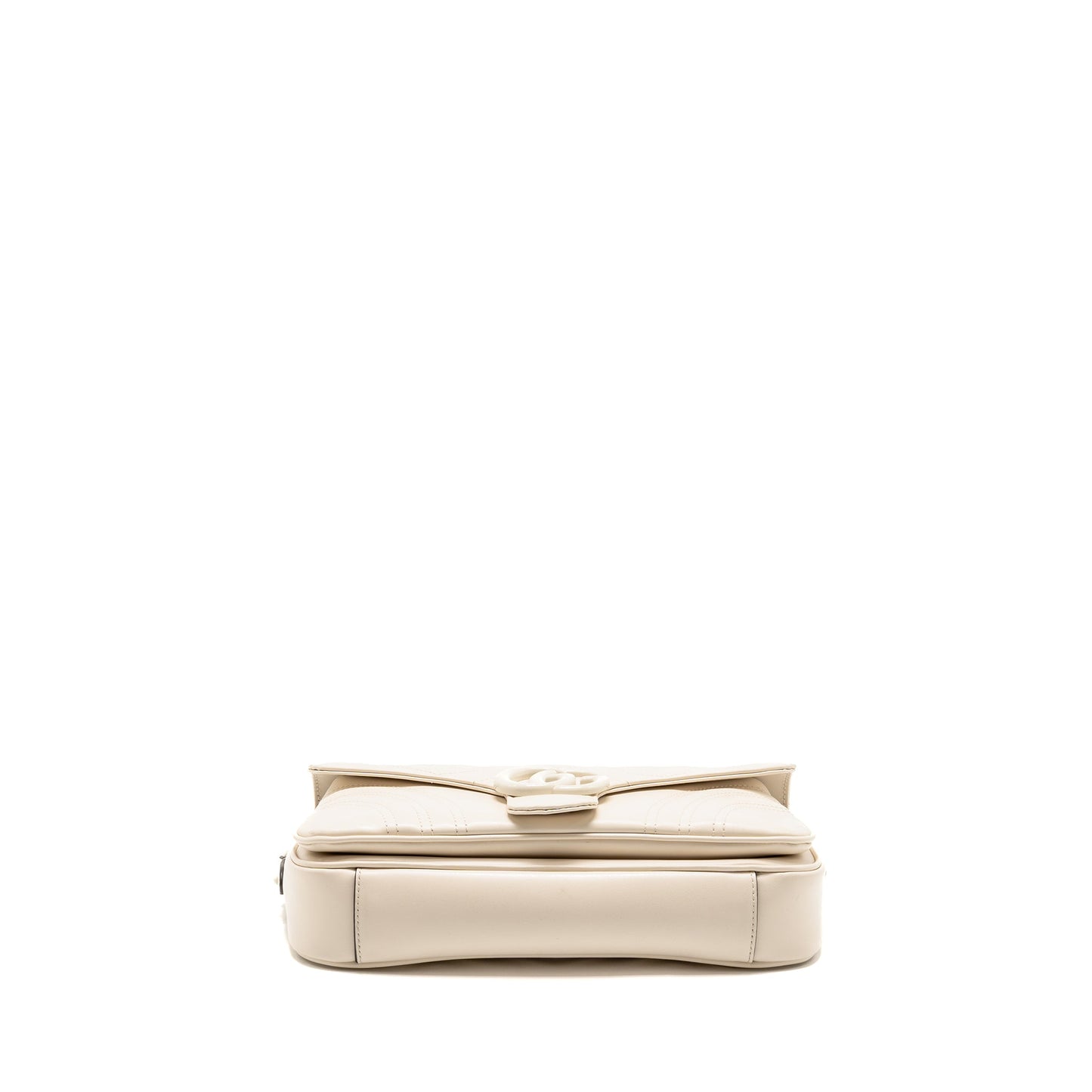 Gucci Medium Marmont Mini Purse White Matelasse Chevron Leather with White Hardware