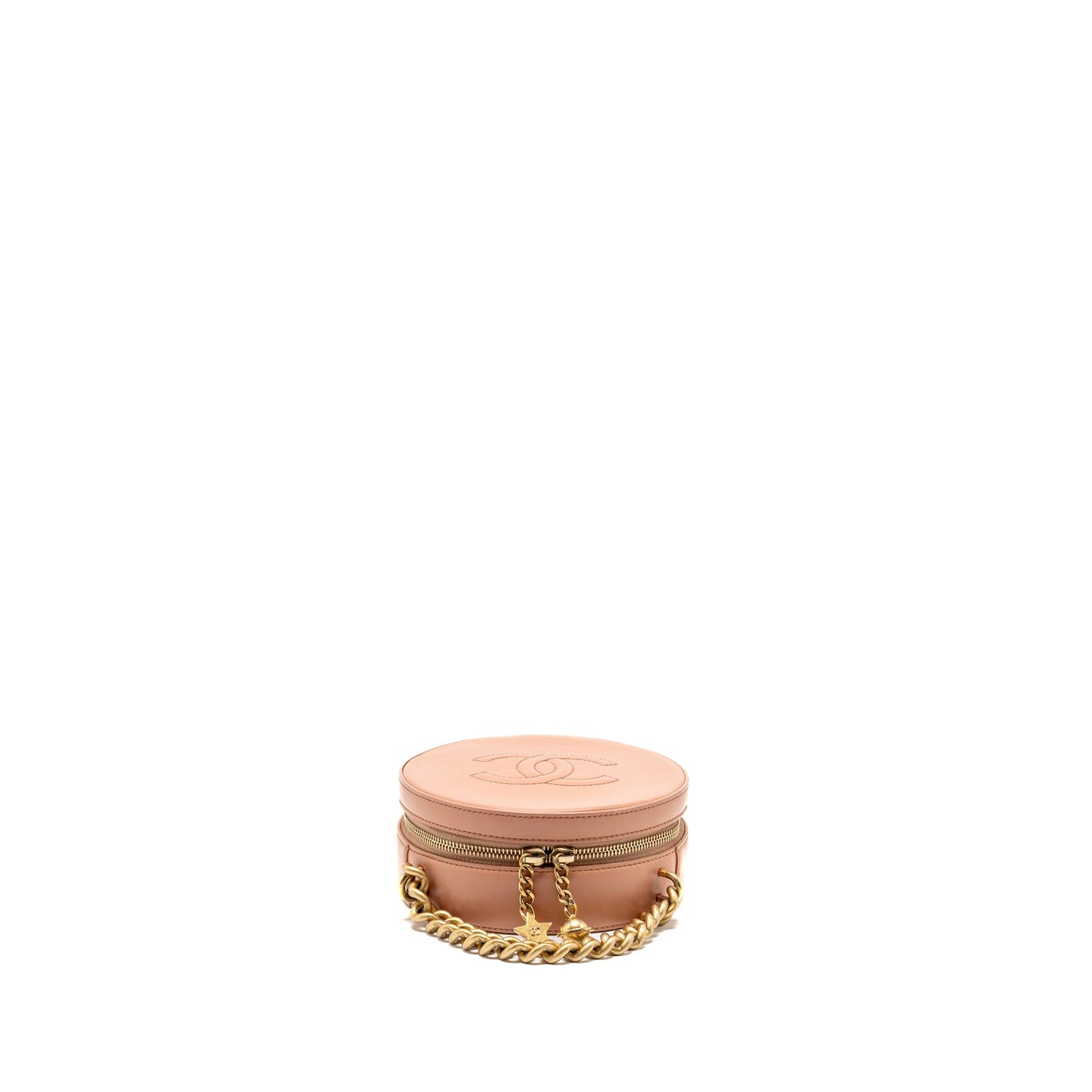 Chanel round clutch with chain moon&star zipper calfskin pink GHW