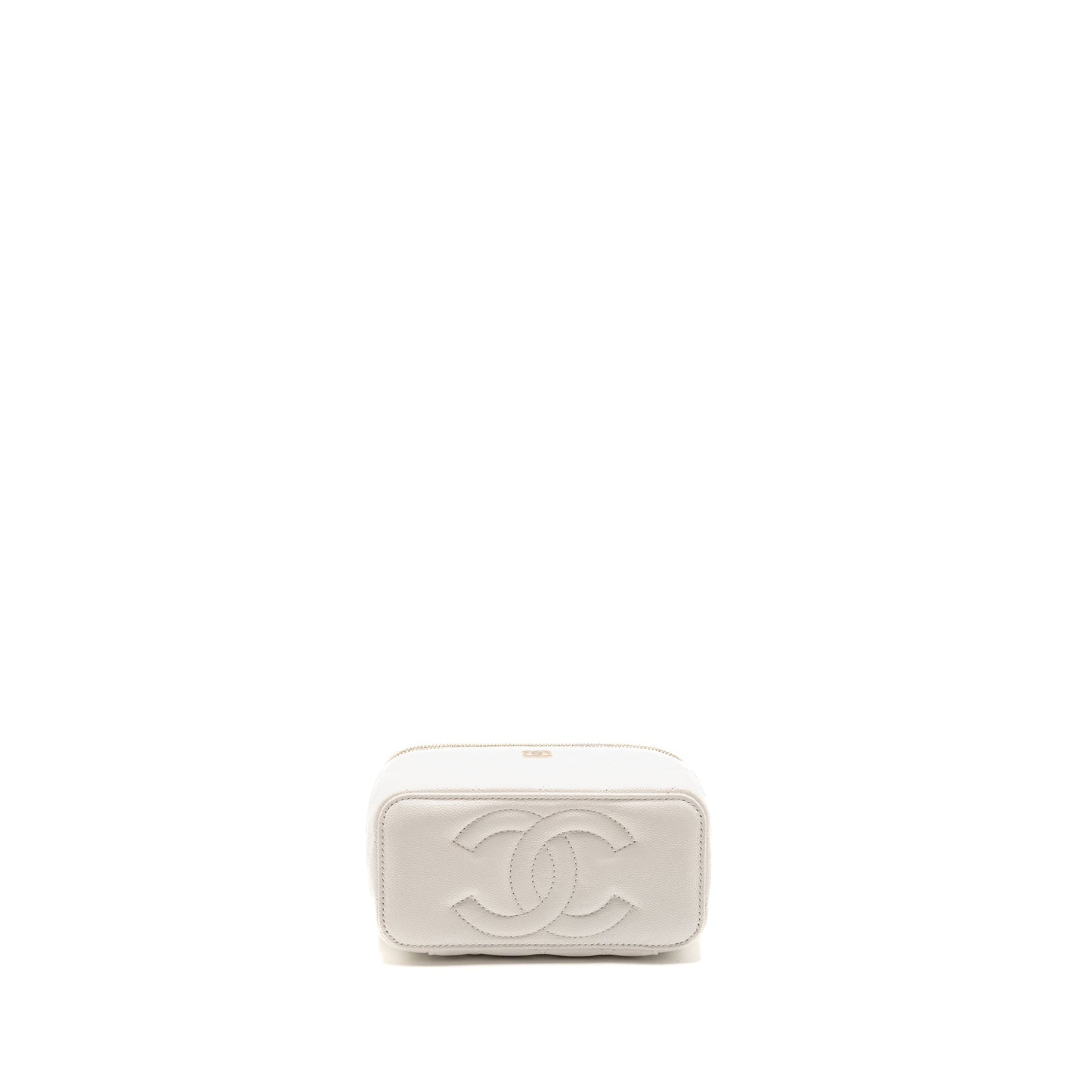 Chanel Long Vanity with Chain Caviar White LGHW (Microchip)