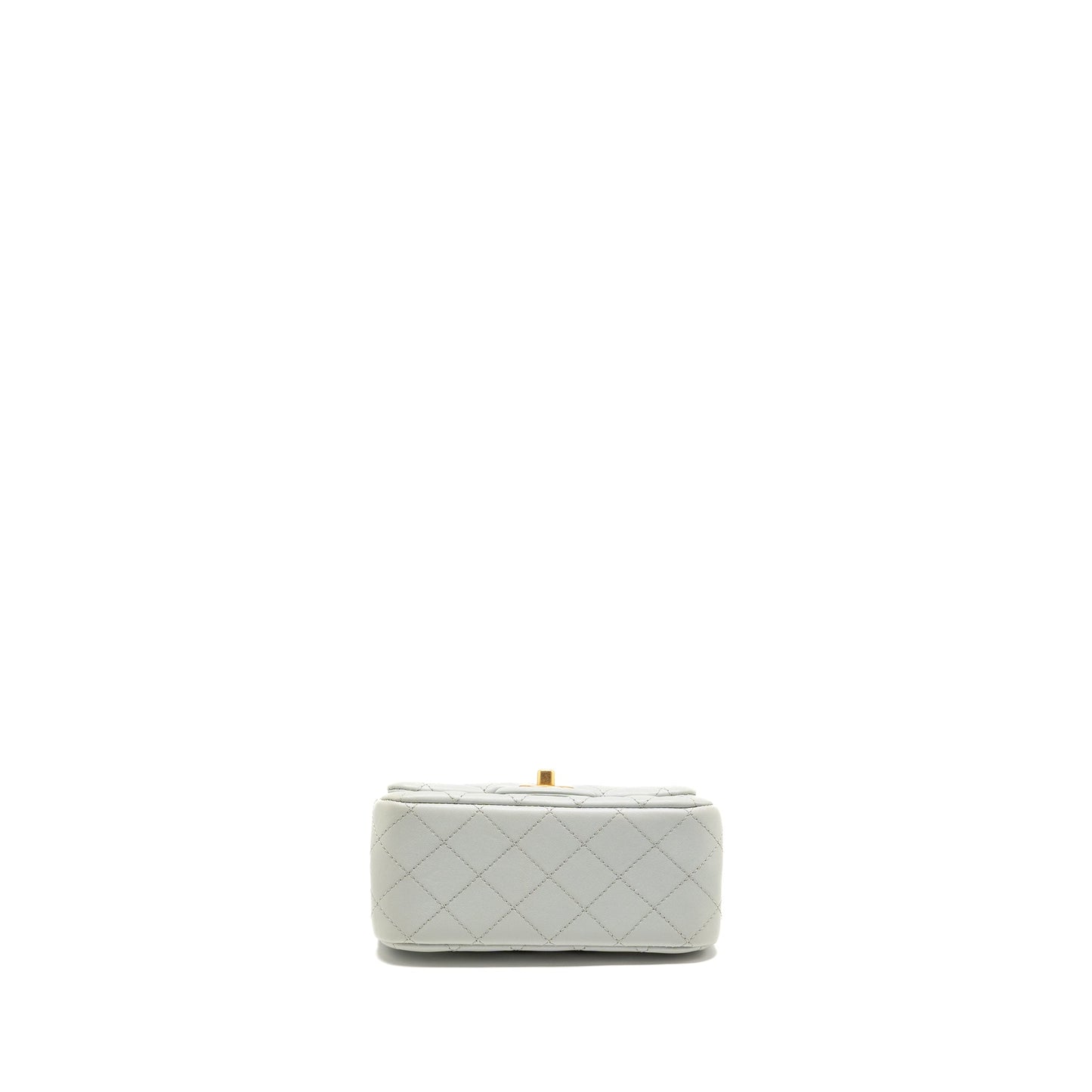 Chanel Camellia Adjustable Chain Mini Square flap bag Lambskin light grey GHW (microchip)