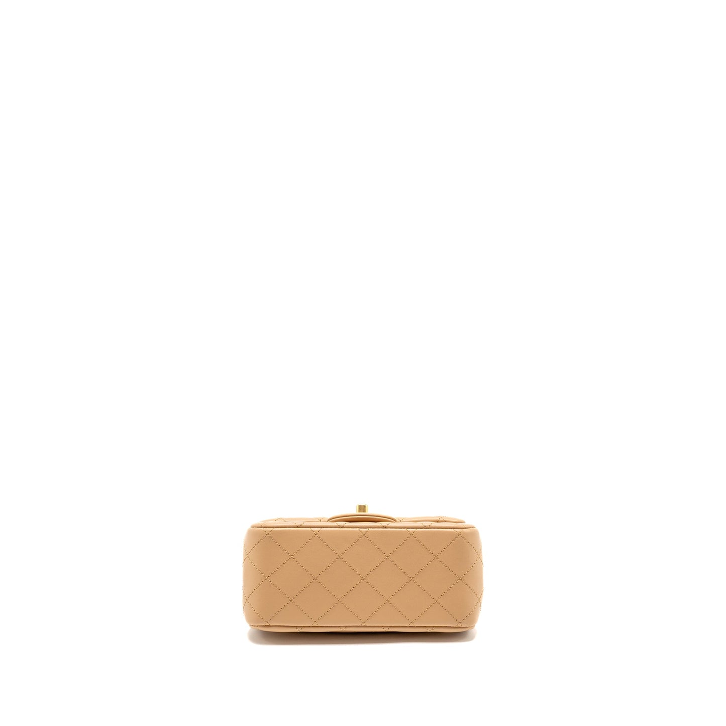 CHANEL Pearl Crush Mini Square Flap Bag Lambskin Beige GHW (Microchip)