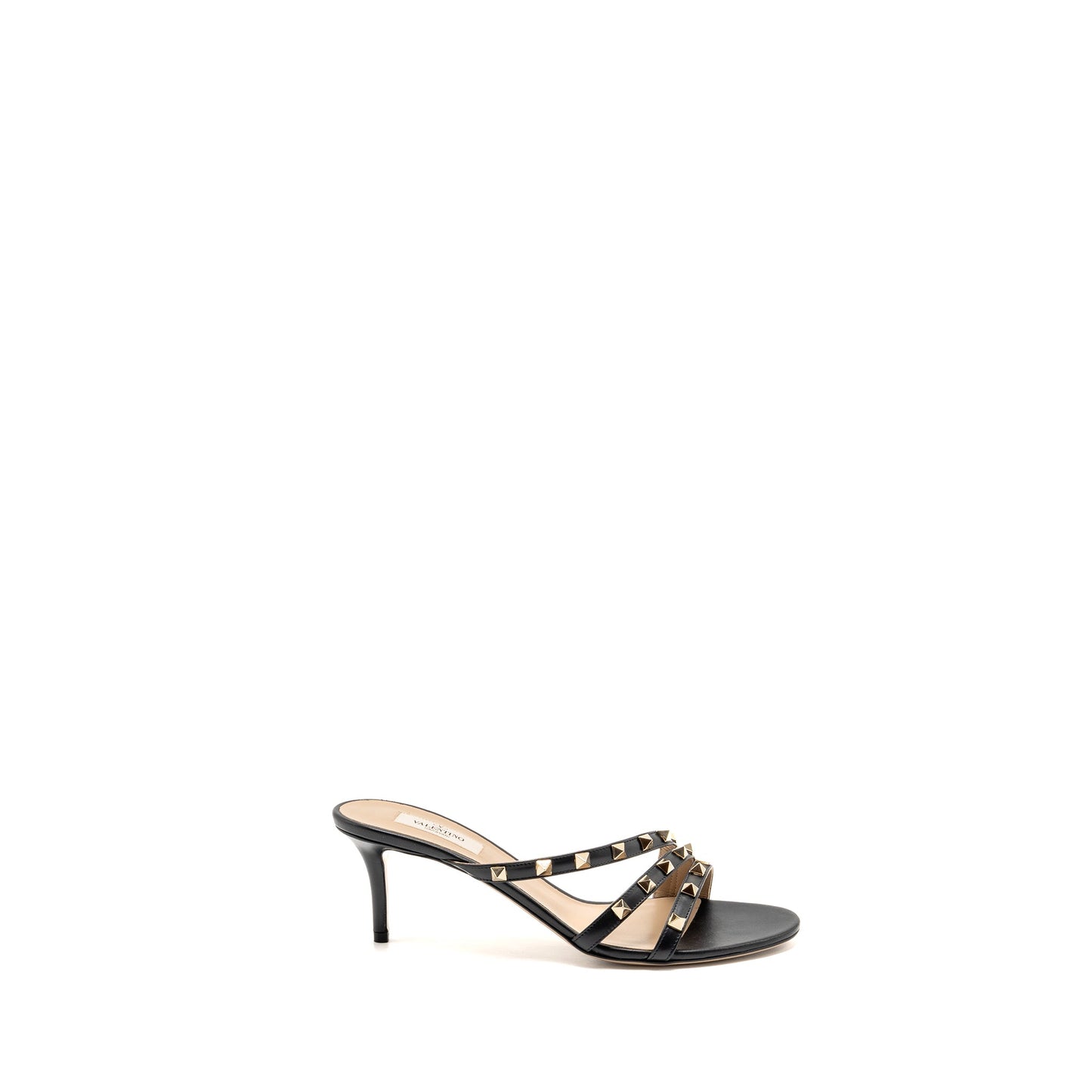 Valentino Size 40 Garavani Rockstud Heels Sandals Leather Black