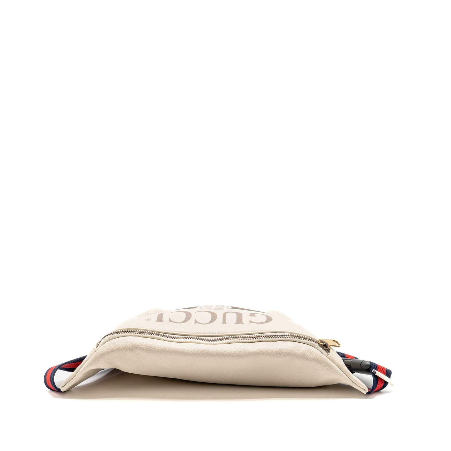 Gucci Logo Print Belt Purse Calfskin WHITE