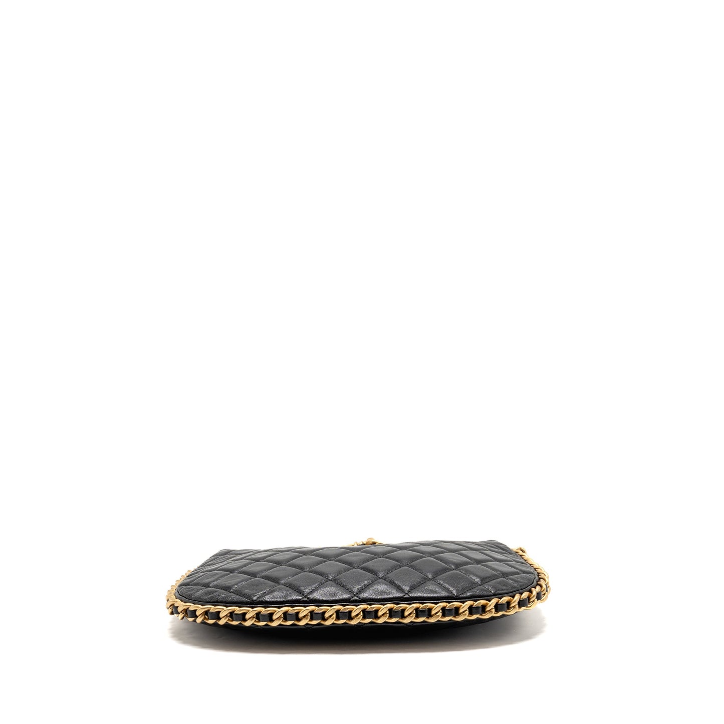 Chanel Large Quilted Hobo Bag Shiny Crumpled Lambskin Black GHW (Microchip)
