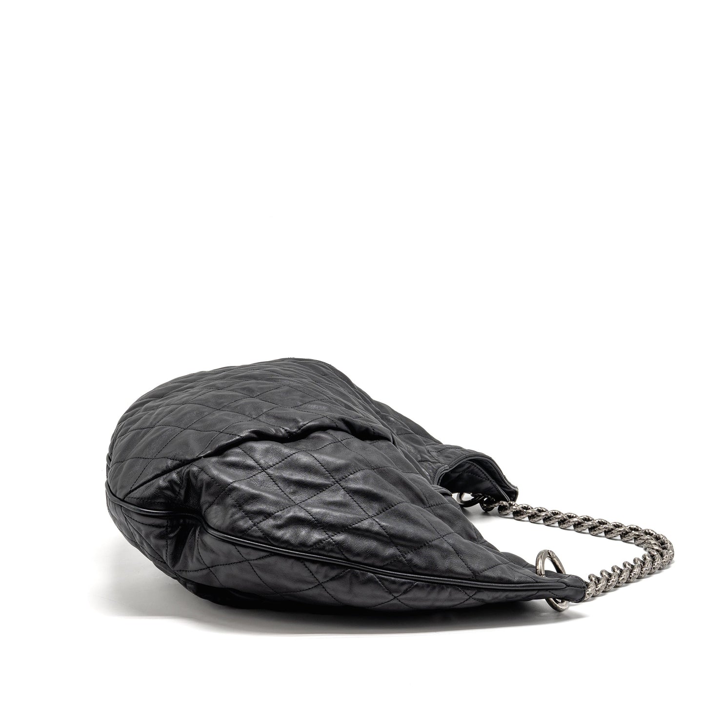 Chanel Coco Pleats Hobo Bag Calfskin Black Ruthenium Hardware
