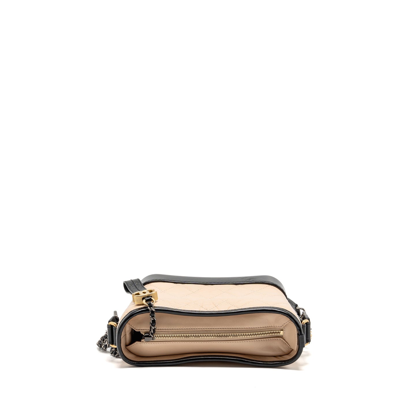 Chanel Small Gabrielle hobo bag aged calfskin beige/black multicolour hardware