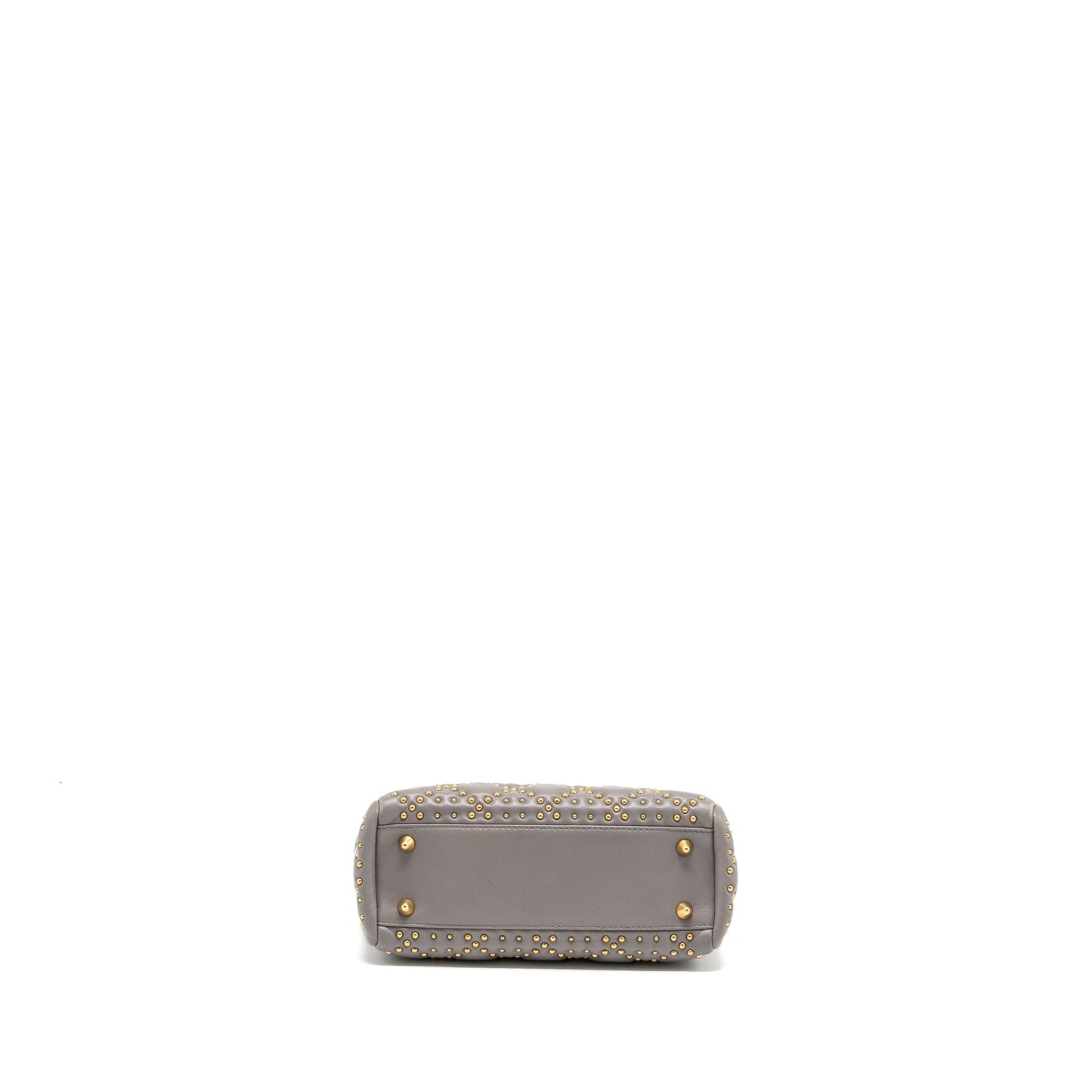 Dior Small Supple Lady Dior Studded Calfskin Grey