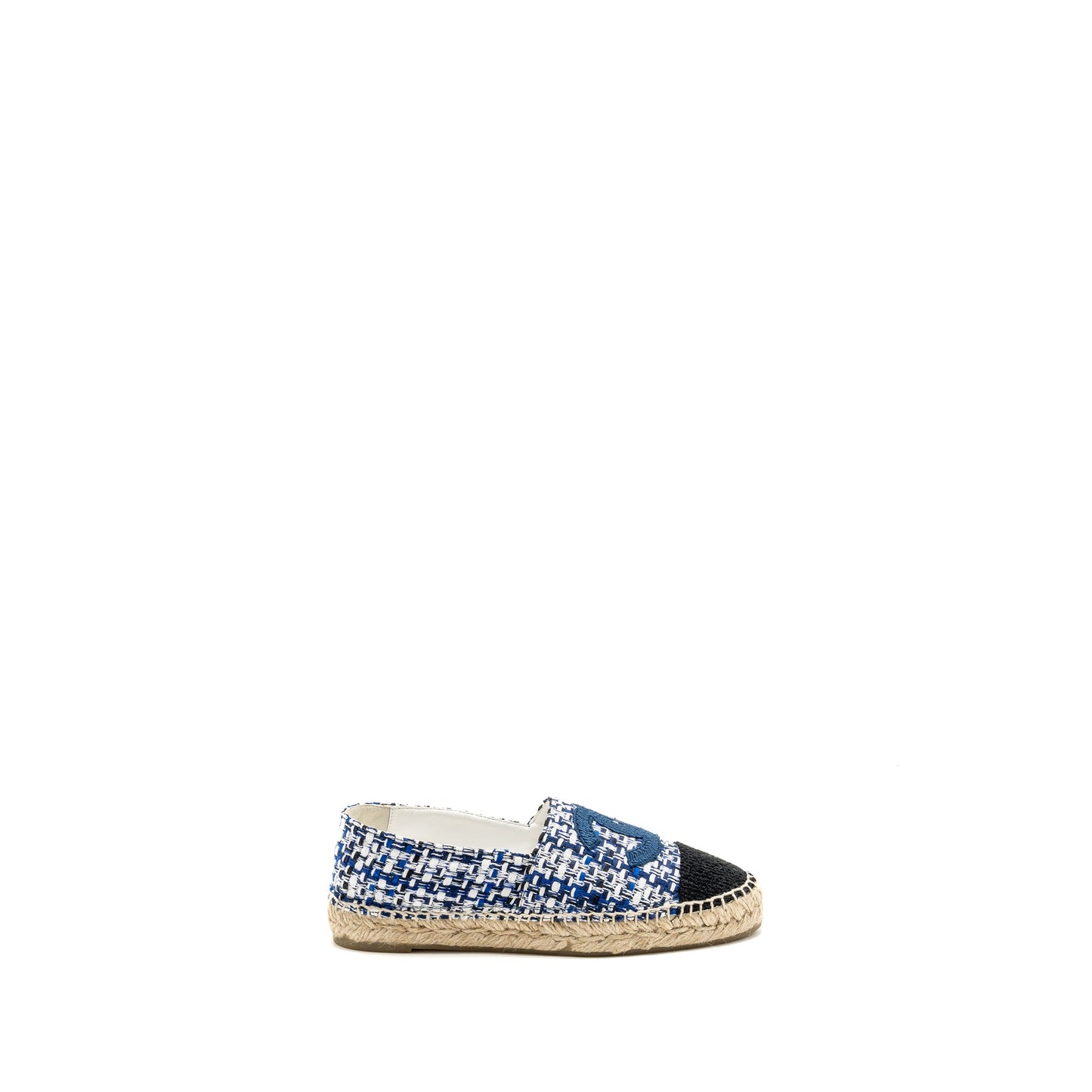 Chanel Size 37 Espadrilles Tweed/Cotton Blue/Multicolour