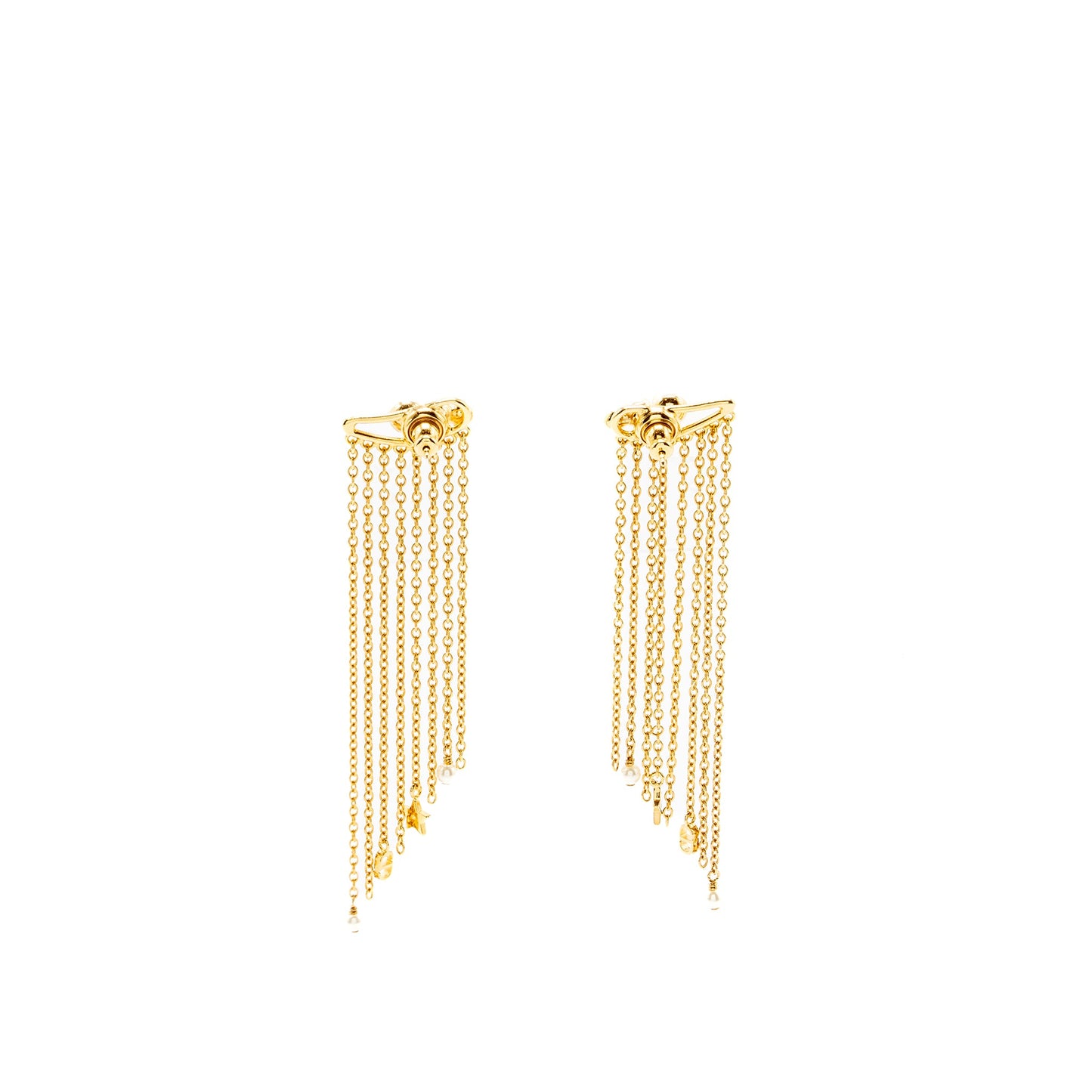 Star Pearls Dropped Earrings Gold Tone