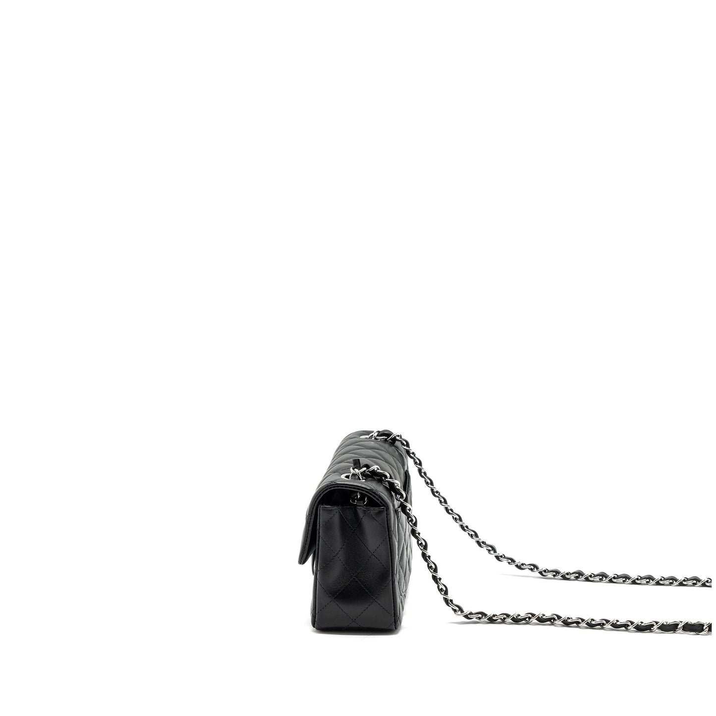 Chanel mini rectangular flap bag lambskin black SHW (MICrochip)