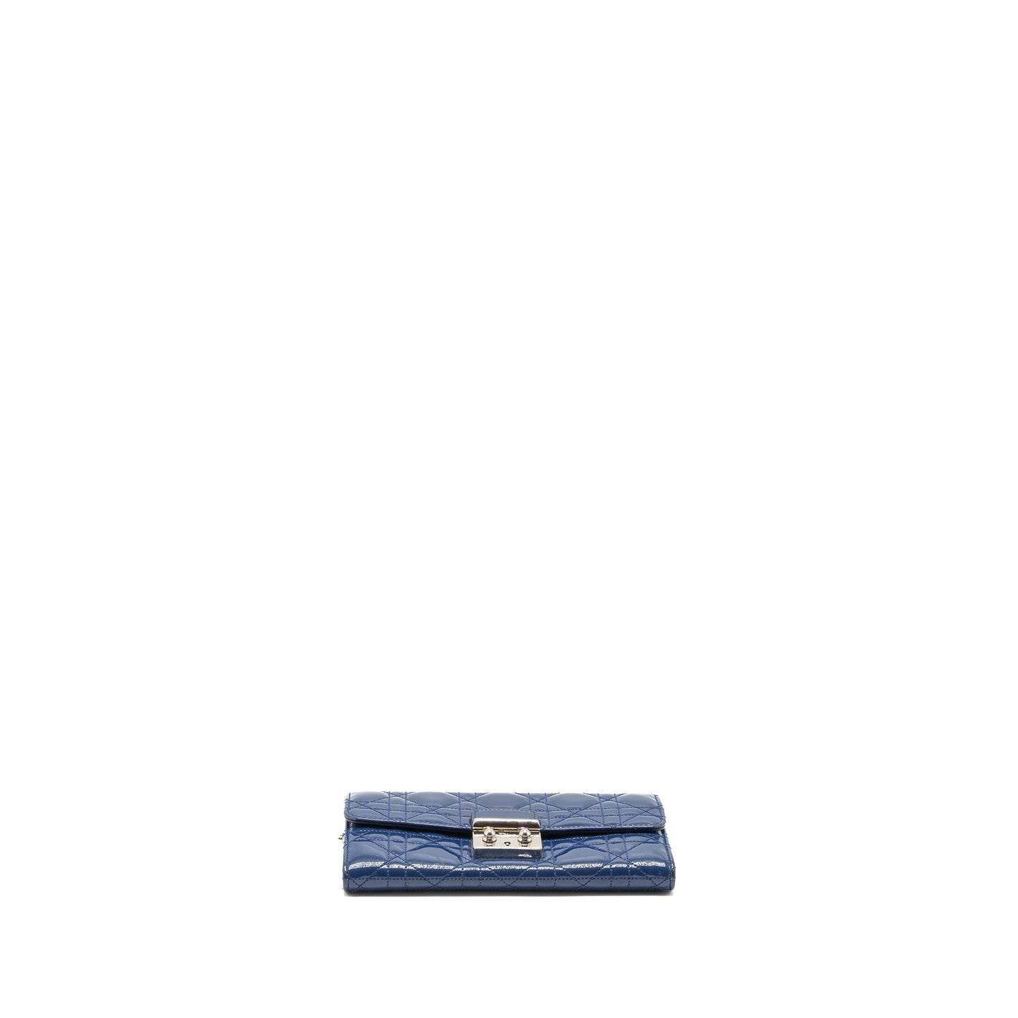 Dior Flap Wallet with Chain Patent Blue