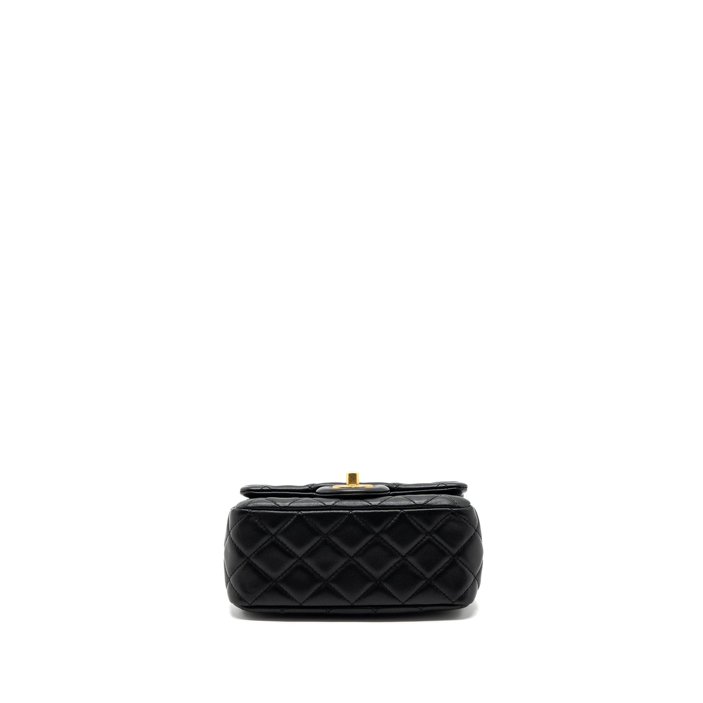 Chanel Pearl Crush Mini Square Flap Bag Lambskin Black GHW (microchip)