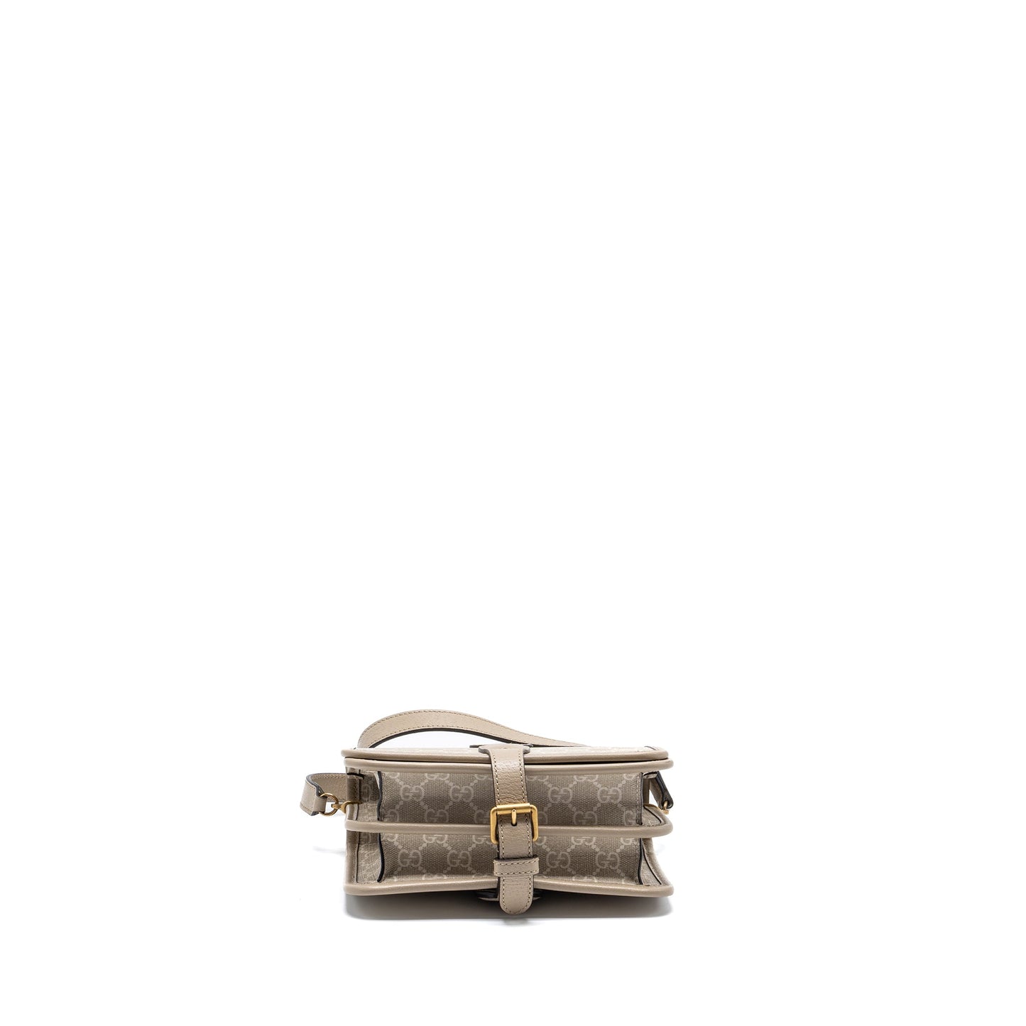 Gucci Interlock logo Crossbody messanger Purse canvas/ calfskin light grey