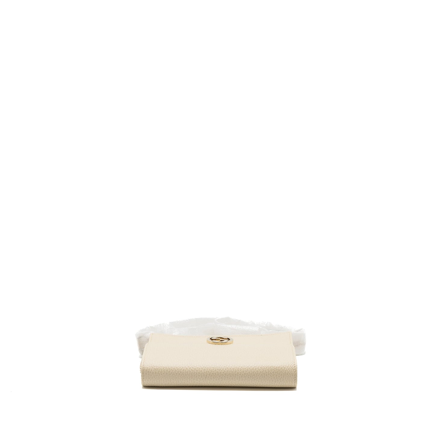 Gucci Interlocking G Crossbody Chain Purse Wallet leather White