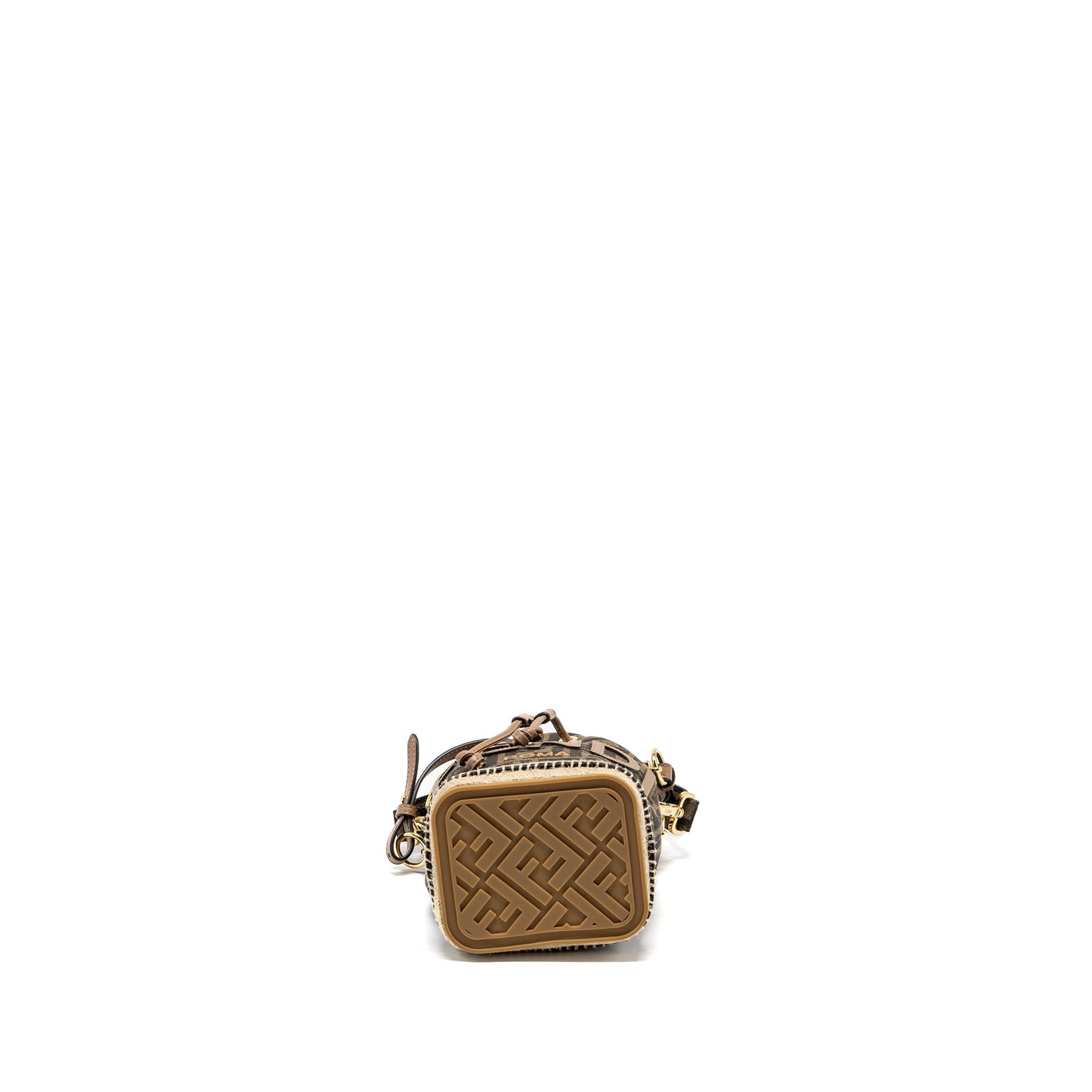 Fendi Mini Mon Tresor Bucket Purse Jacquard Fabric/Calfskin Brown