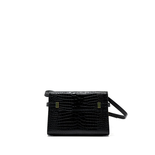 Saint Laurent Manhattan Mini Purse Crocodile-Embossed Black