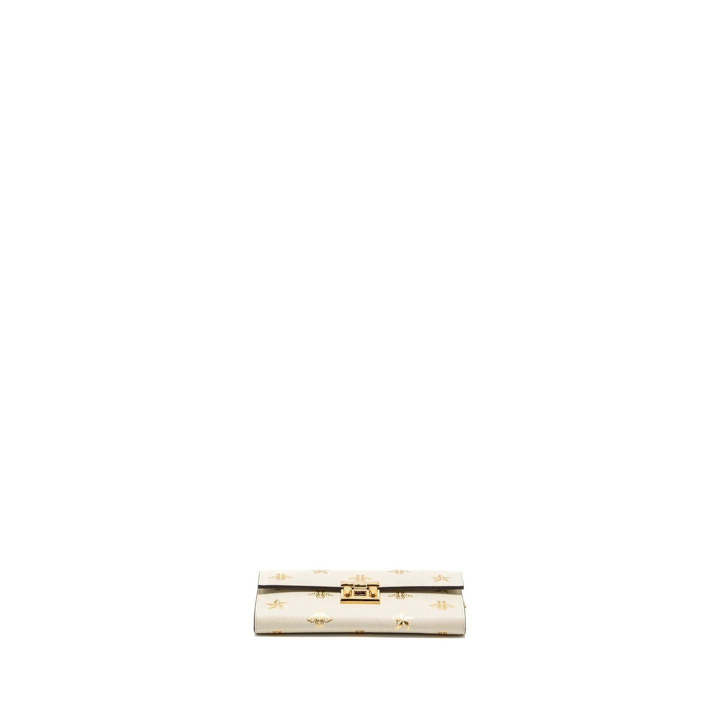 Gucci Mini Padlock Pouch With Chain with Bee Printed Calfskin White/Gold