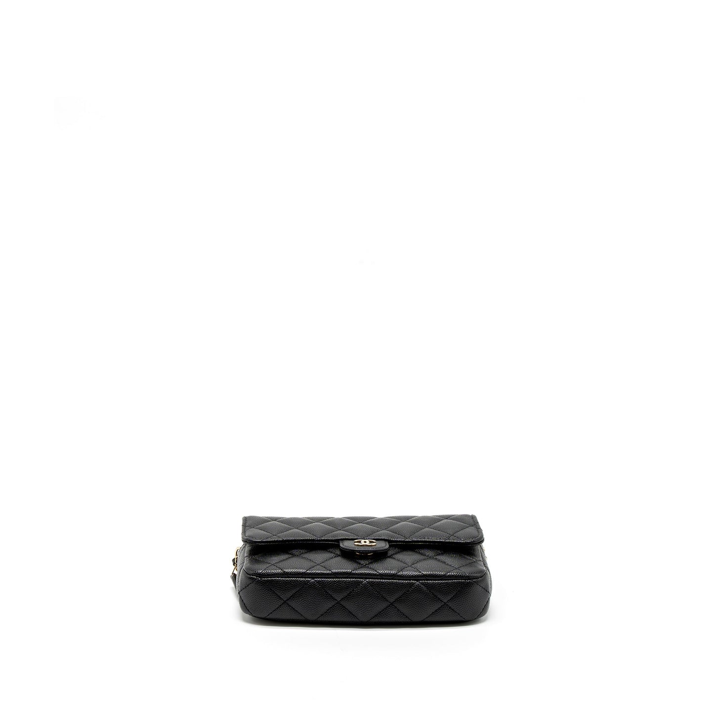 Chanel Double Pocket Wallet on Chain Caviar Black LGHW (Microchip)