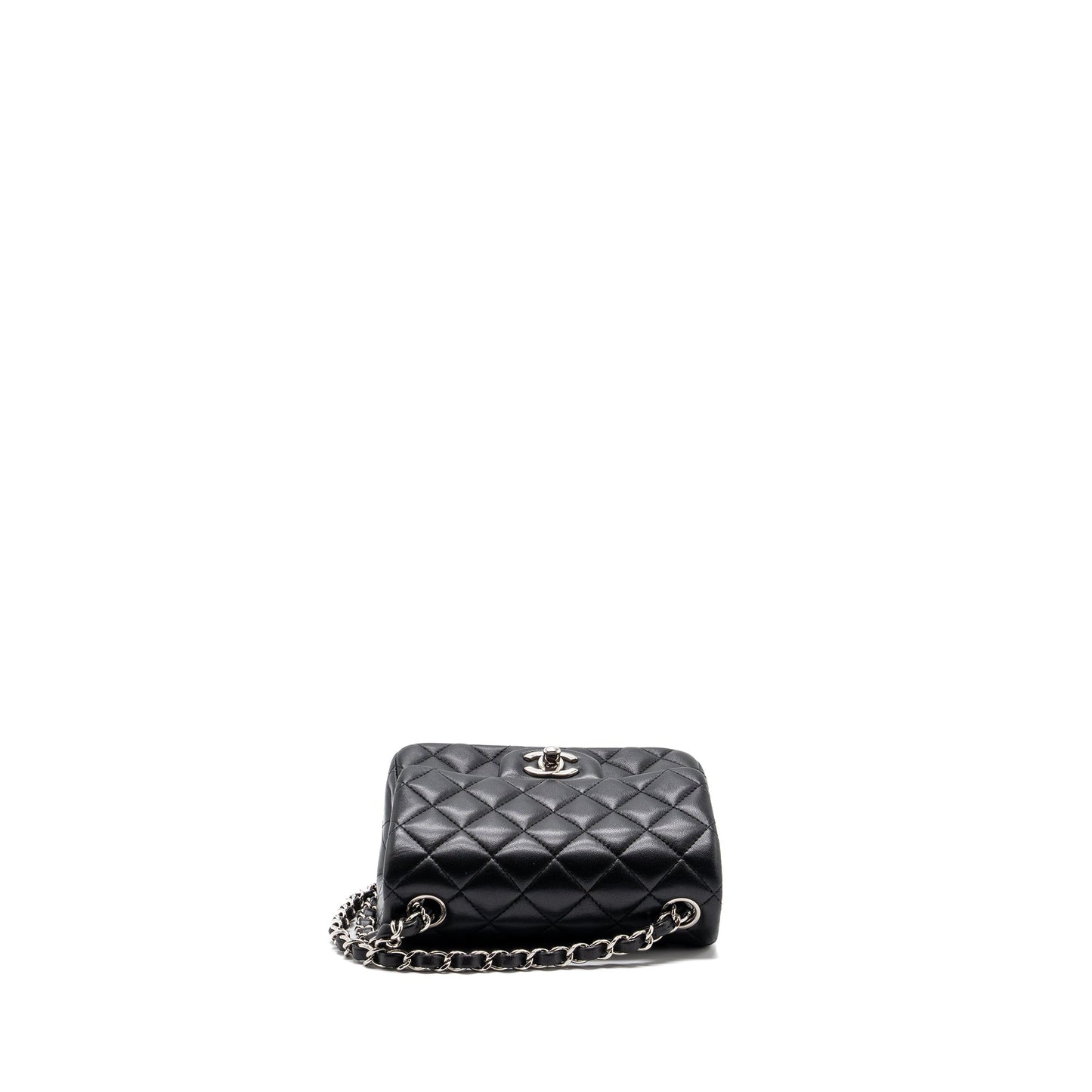 Chanel mini square flap bag lambskin black SHW