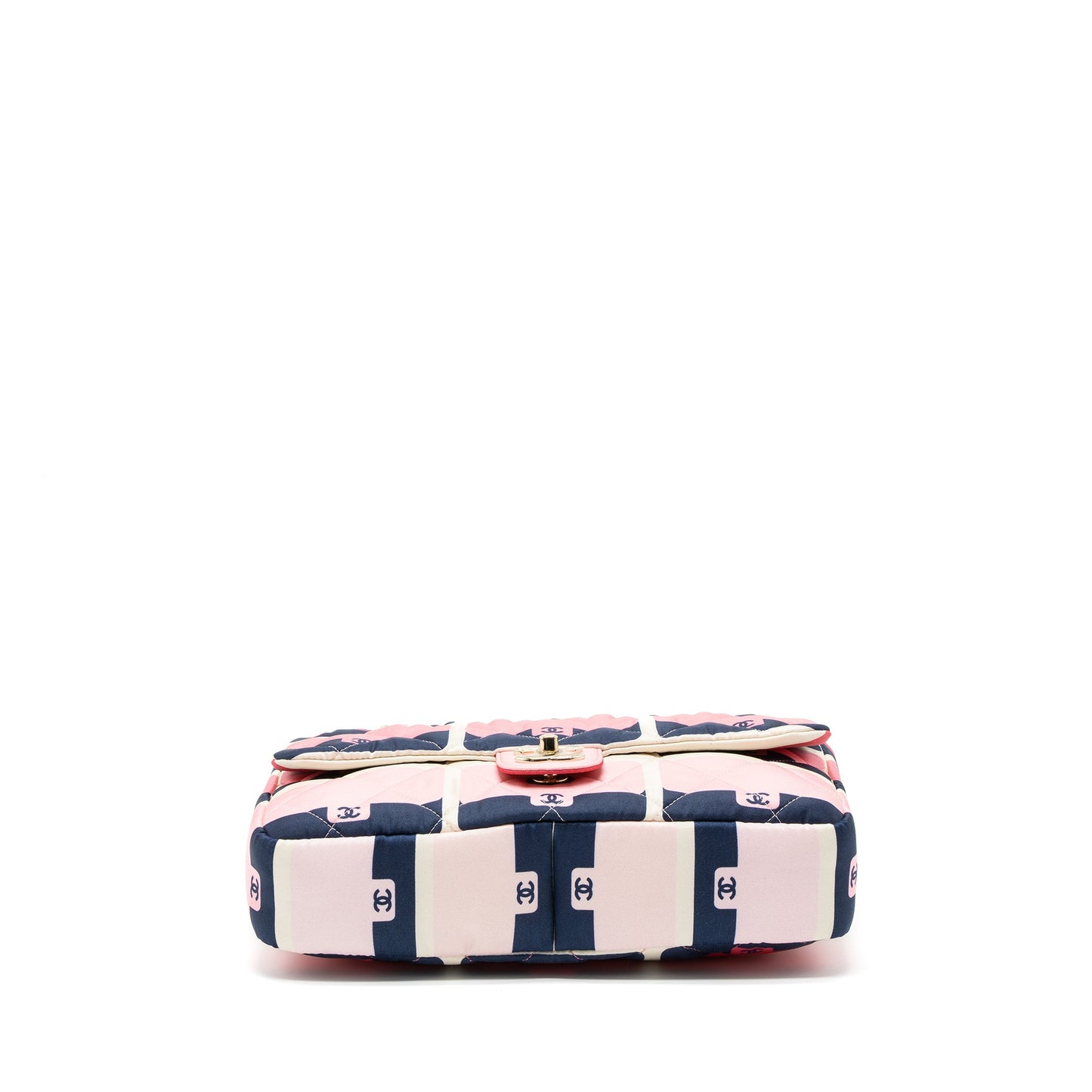 Chanel CC Logo Printed Flap Bag Fabric Multicolour LGHW (Microchip)