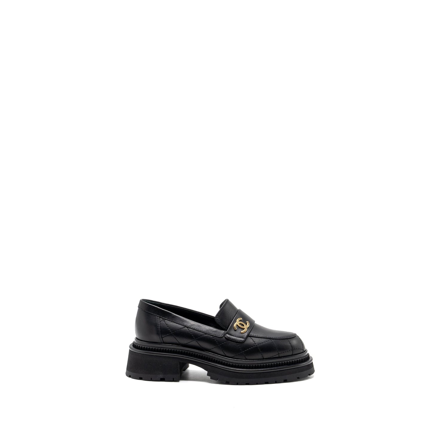 Chanel size 36.5 CC logo loafer Black GHW