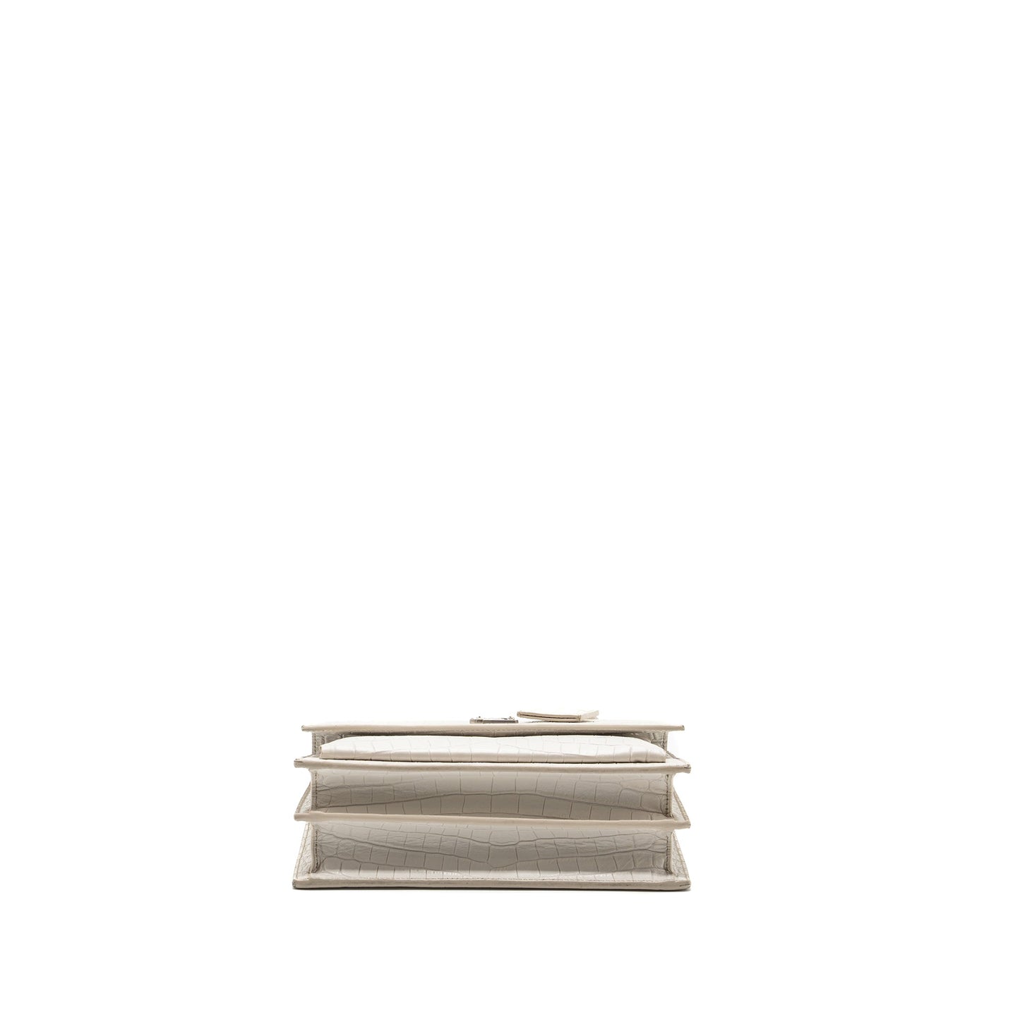 Saint Laurent/ Sunset Purse Crocodile embossed White
