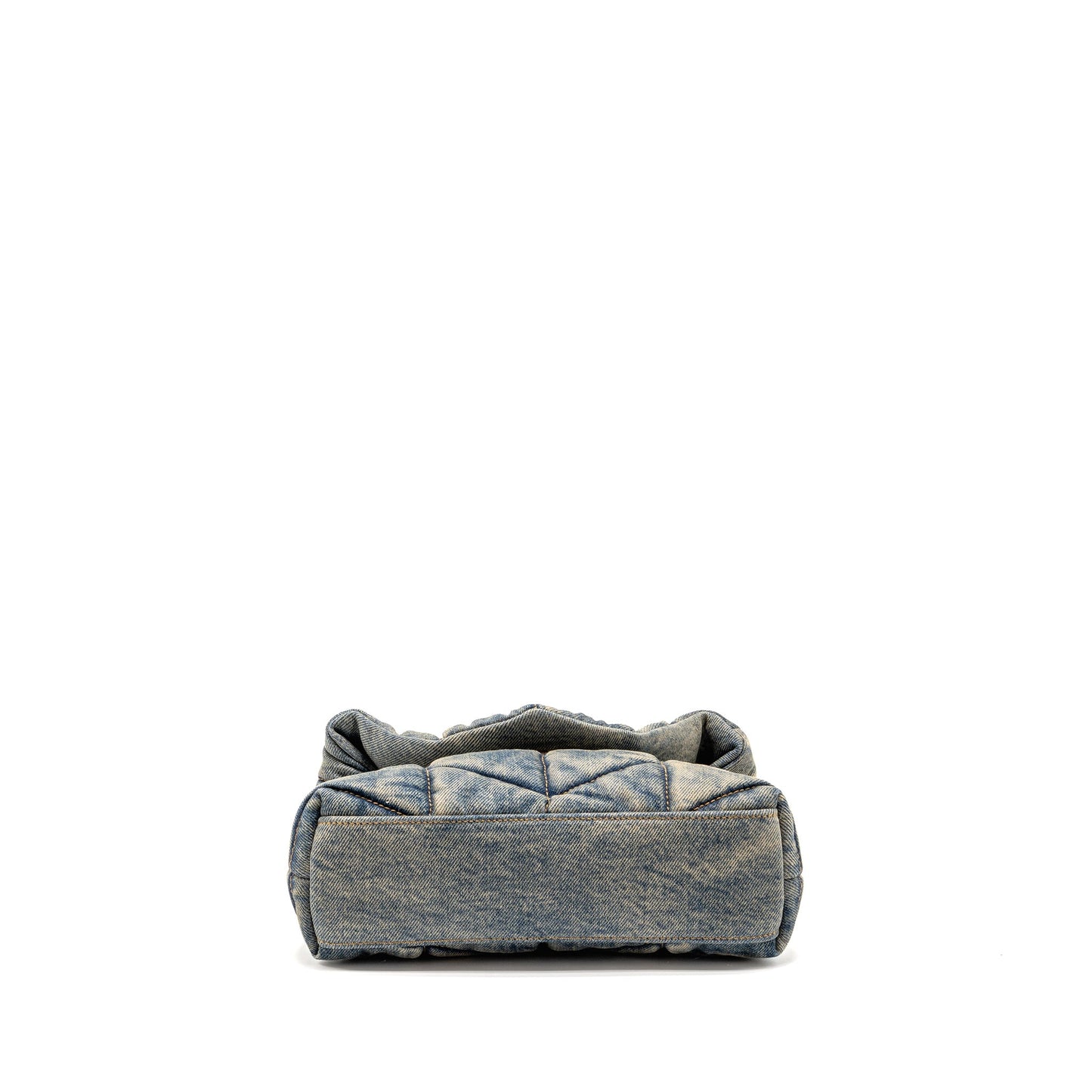 Saint Laurent/ Toy Loulou Puffer Mini Purse Denim Indigo Blue/Cinnamon