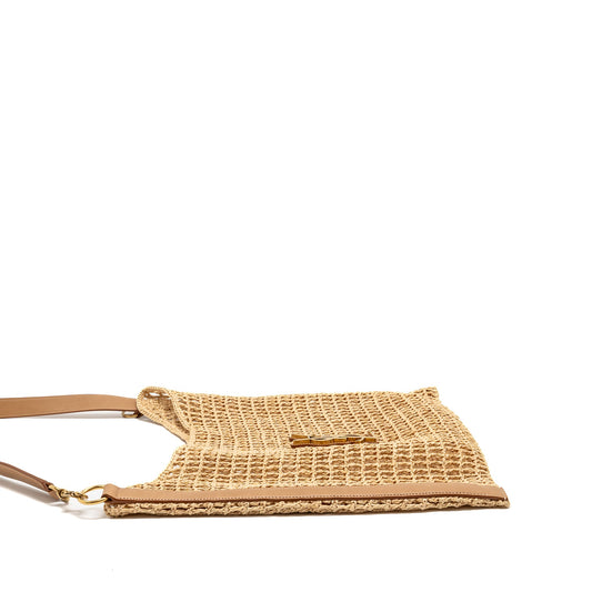 Saint Laurent/ Oxalis Crochet Mini Purse Riffia/Leather Beige