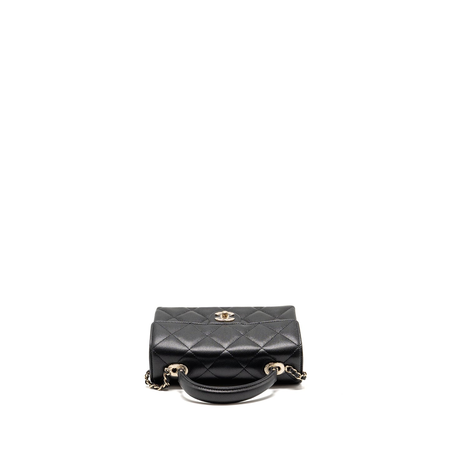 Chanel Top Handle Quilted CC Flap Bag Caviar Black LGHW (Microchip)