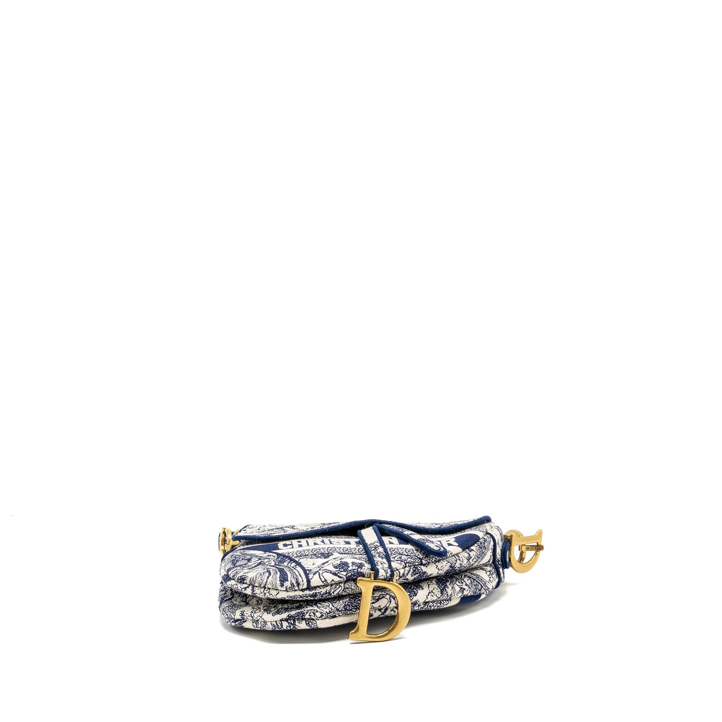 Dior Medium Saddle Purse Toile De Jouy Blue