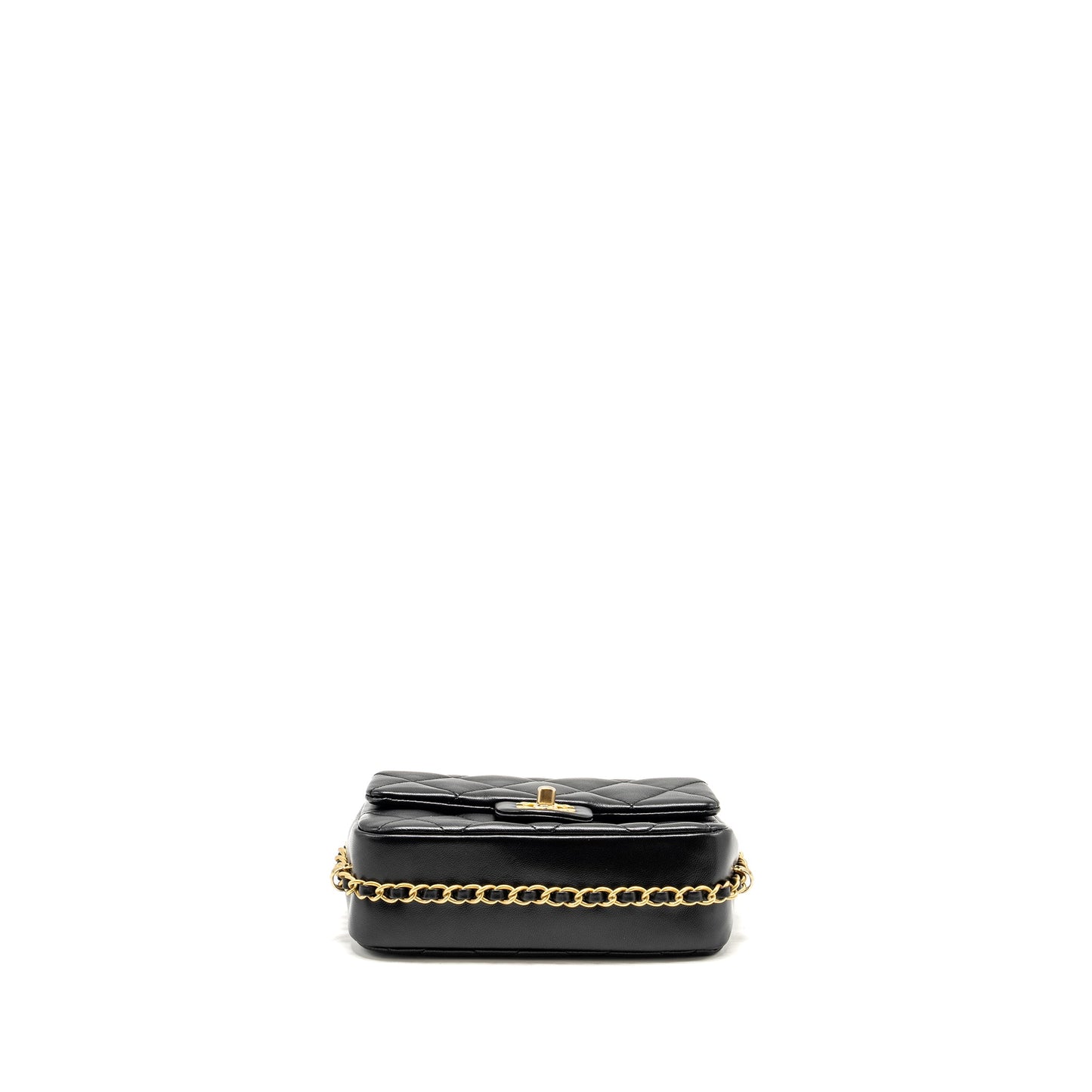 Chanel Mini Coco CC Logo Quilted Flap Bag Lambskin Black GHW (Microchip)
