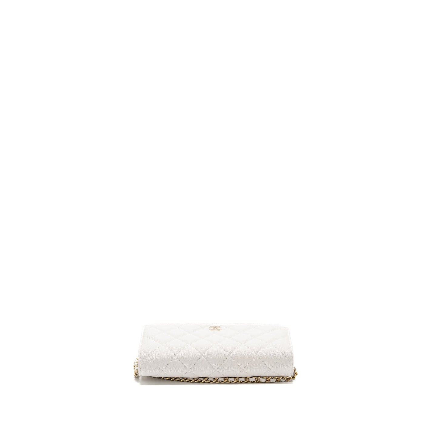 CHANEL classic wallet on chain caviar white LGHW (Microchip)