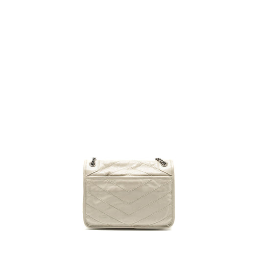 Saint Laurent/ Niki Baby Flap Purse Calfskin White
