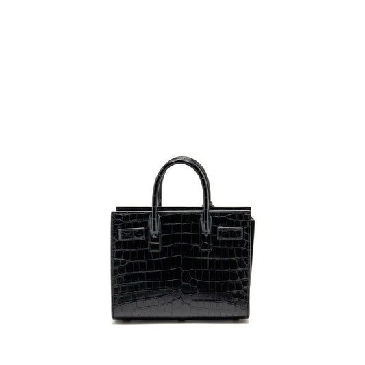 Saint Laurent/ Nano Sac de Jour Crocodile-Embossed Calfskin Black