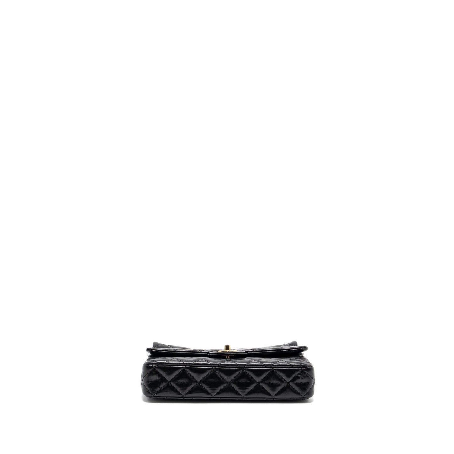 Chanel 23A classic flap clutch shiny calfskin black LGHW (microchip)