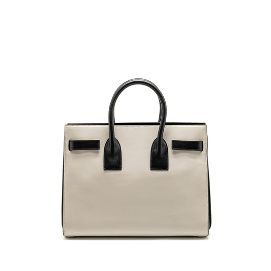 Saint Laurent / Small Sac de Jour Tote Purse Calfskin White / Black