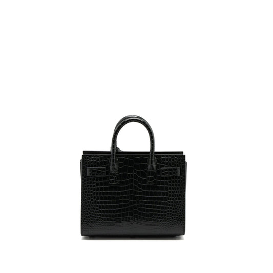 Saint laurent Sac De Jour Nano Crocodile-Embossed calfskin dark green