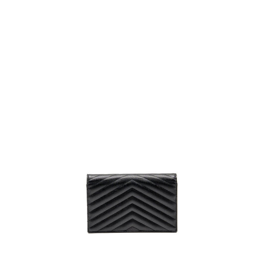 Saint Laurent/ Envelope Chain Wallet Grained Calfskin Black