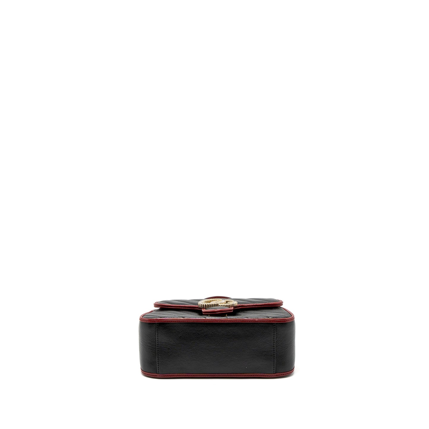 Gucci Marmont Mini Top Handle Purse Calfskin Black/Red